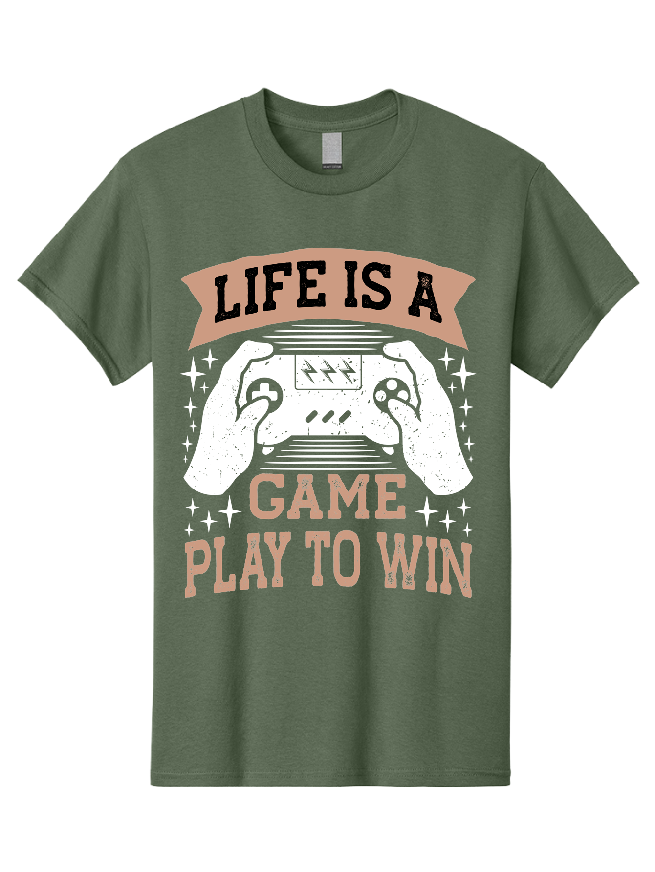 Life-Is-A-Game-Play-To-Win Men'S Graphic Tee, 100% Cotton, Comfortable Casual Summer Wear, Machine Washable, Gaming Inspiration, Game Controller, Motivational Quote, Life Is A Game, Play To Win, Video Game Culture, Gamer Motivation, - Aaa654