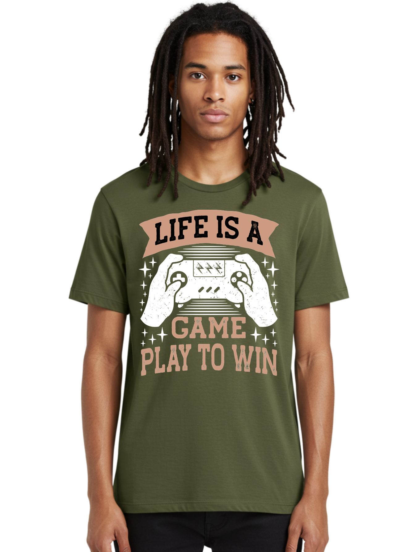 Life-Is-A-Game-Play-To-Win Men'S Graphic Tee, 100% Cotton, Comfortable Casual Summer Wear, Machine Washable, Gaming Inspiration, Game Controller, Motivational Quote, Life Is A Game, Play To Win, Video Game Culture, Gamer Motivation, - Aaa654