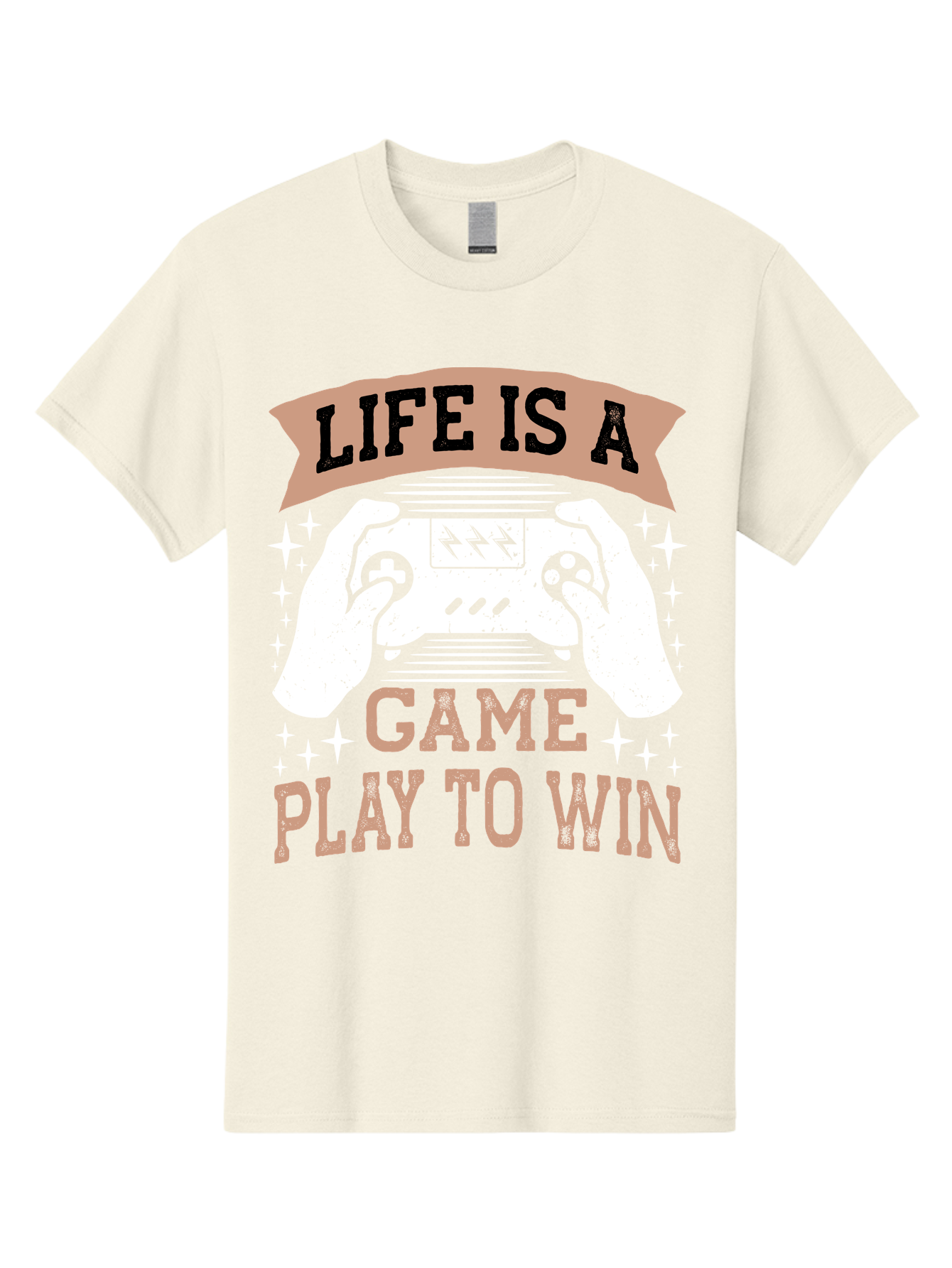 Life-Is-A-Game-Play-To-Win Men'S Graphic Tee, 100% Cotton, Comfortable Casual Summer Wear, Machine Washable, Gaming Inspiration, Game Controller, Motivational Quote, Life Is A Game, Play To Win, Video Game Culture, Gamer Motivation, - Aaa654