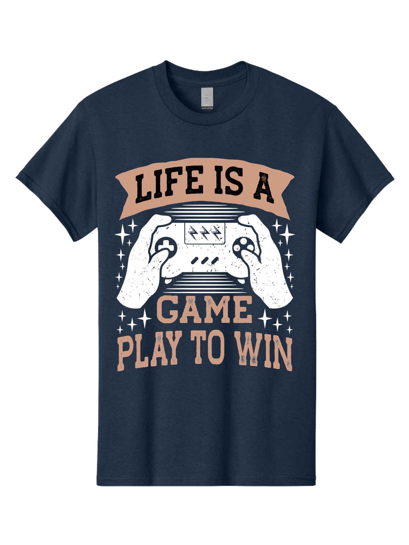 Life-Is-A-Game-Play-To-Win Men'S Graphic Tee, 100% Cotton, Comfortable Casual Summer Wear, Machine Washable, Gaming Inspiration, Game Controller, Motivational Quote, Life Is A Game, Play To Win, Video Game Culture, Gamer Motivation, - Aaa654