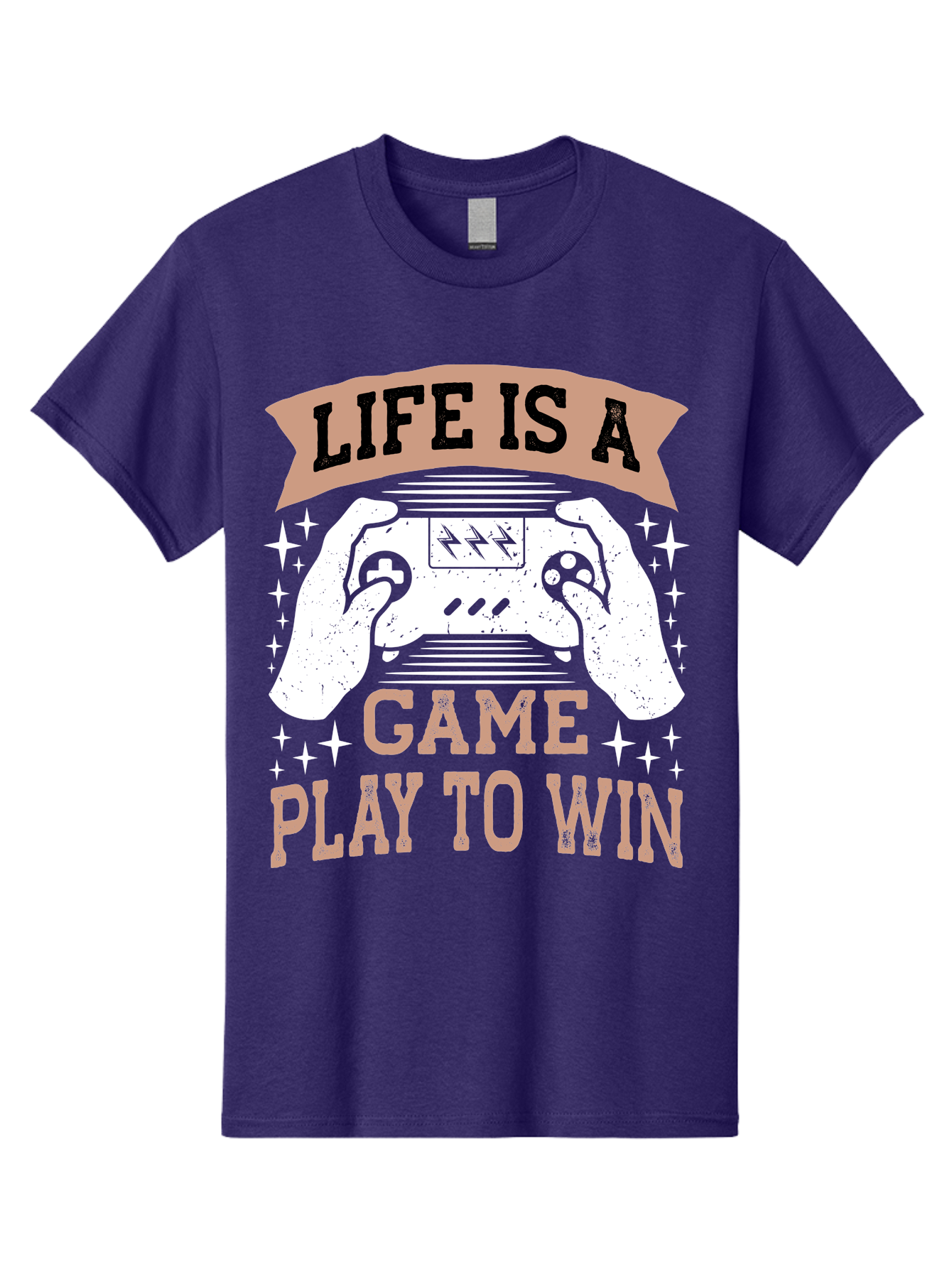 Life-Is-A-Game-Play-To-Win Men'S Graphic Tee, 100% Cotton, Comfortable Casual Summer Wear, Machine Washable, Gaming Inspiration, Game Controller, Motivational Quote, Life Is A Game, Play To Win, Video Game Culture, Gamer Motivation, - Aaa654