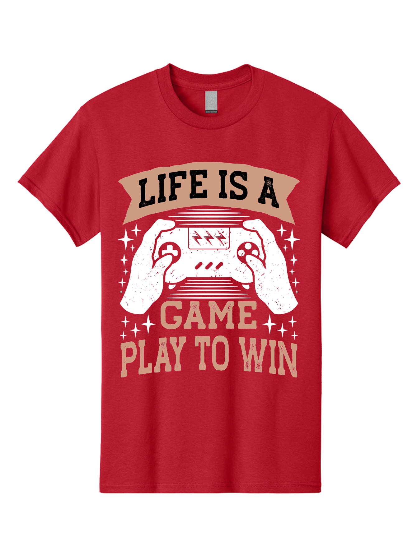 Life-Is-A-Game-Play-To-Win Men'S Graphic Tee, 100% Cotton, Comfortable Casual Summer Wear, Machine Washable, Gaming Inspiration, Game Controller, Motivational Quote, Life Is A Game, Play To Win, Video Game Culture, Gamer Motivation, - Aaa654