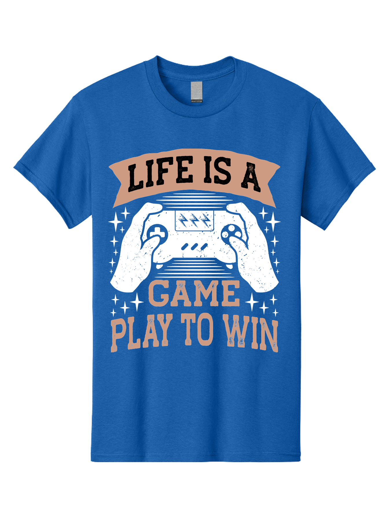 Life-Is-A-Game-Play-To-Win Men'S Graphic Tee, 100% Cotton, Comfortable Casual Summer Wear, Machine Washable, Gaming Inspiration, Game Controller, Motivational Quote, Life Is A Game, Play To Win, Video Game Culture, Gamer Motivation, - Aaa654