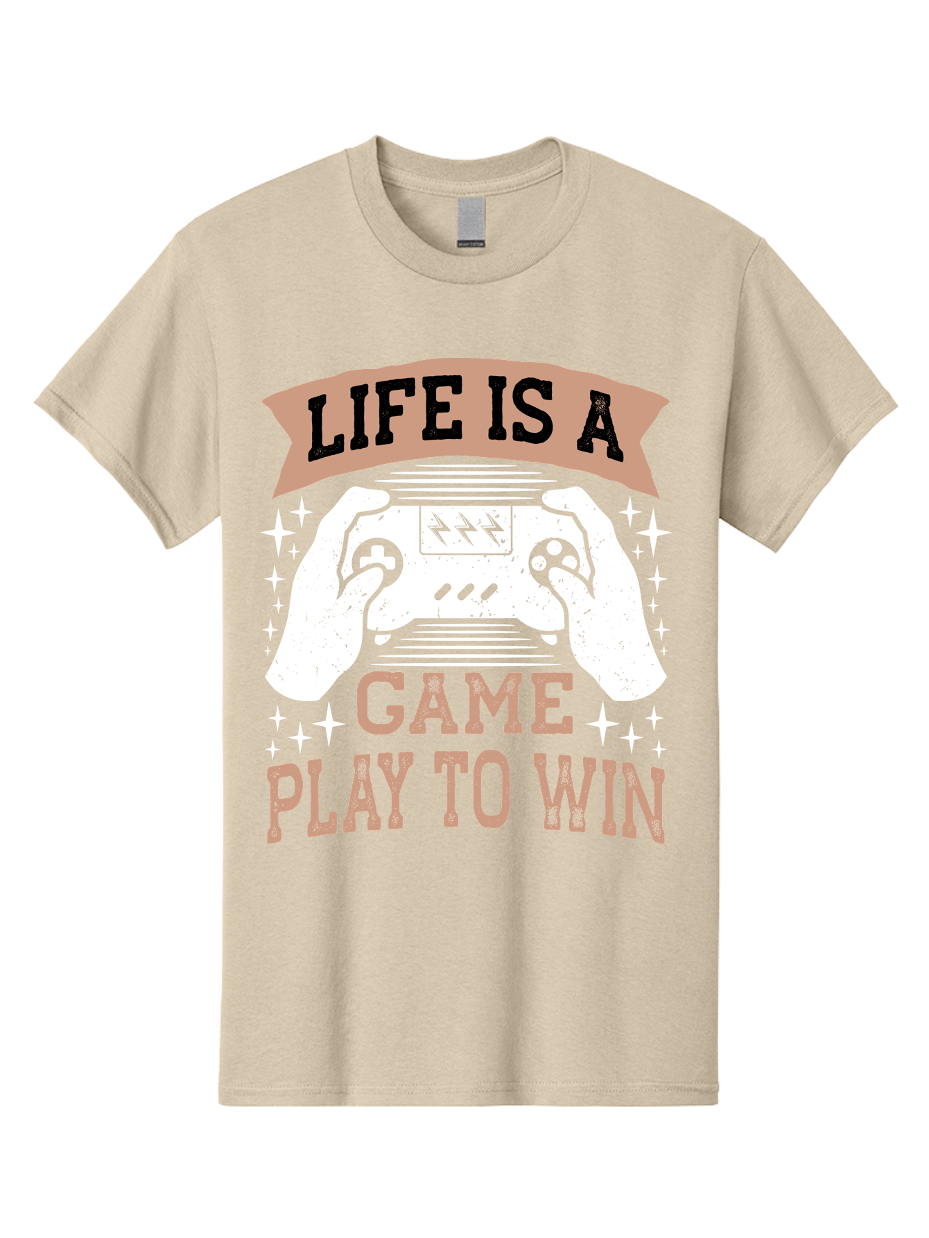 Life-Is-A-Game-Play-To-Win Men'S Graphic Tee, 100% Cotton, Comfortable Casual Summer Wear, Machine Washable, Gaming Inspiration, Game Controller, Motivational Quote, Life Is A Game, Play To Win, Video Game Culture, Gamer Motivation, - Aaa654