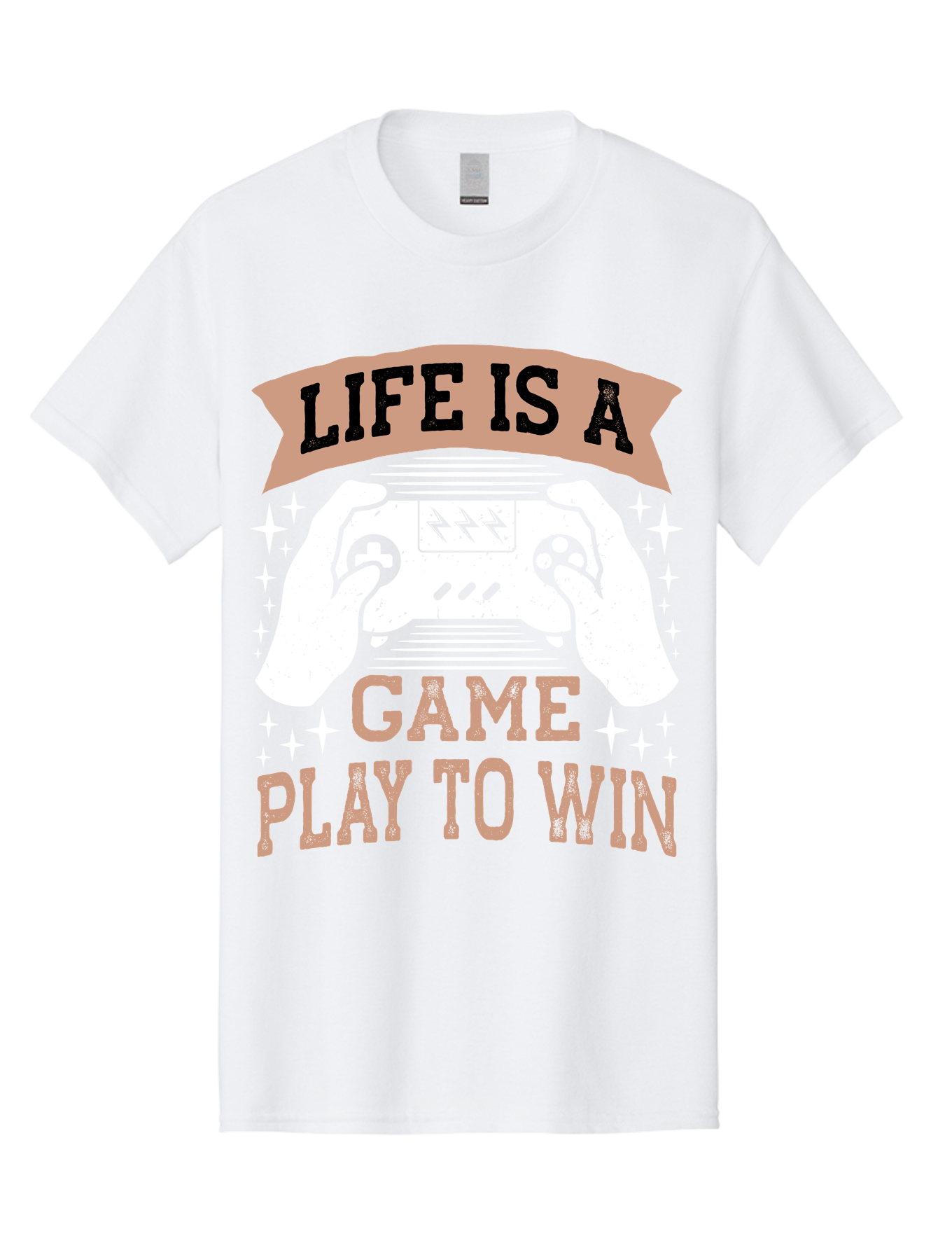 Life-Is-A-Game-Play-To-Win Men'S Graphic Tee, 100% Cotton, Comfortable Casual Summer Wear, Machine Washable, Gaming Inspiration, Game Controller, Motivational Quote, Life Is A Game, Play To Win, Video Game Culture, Gamer Motivation, - Aaa654