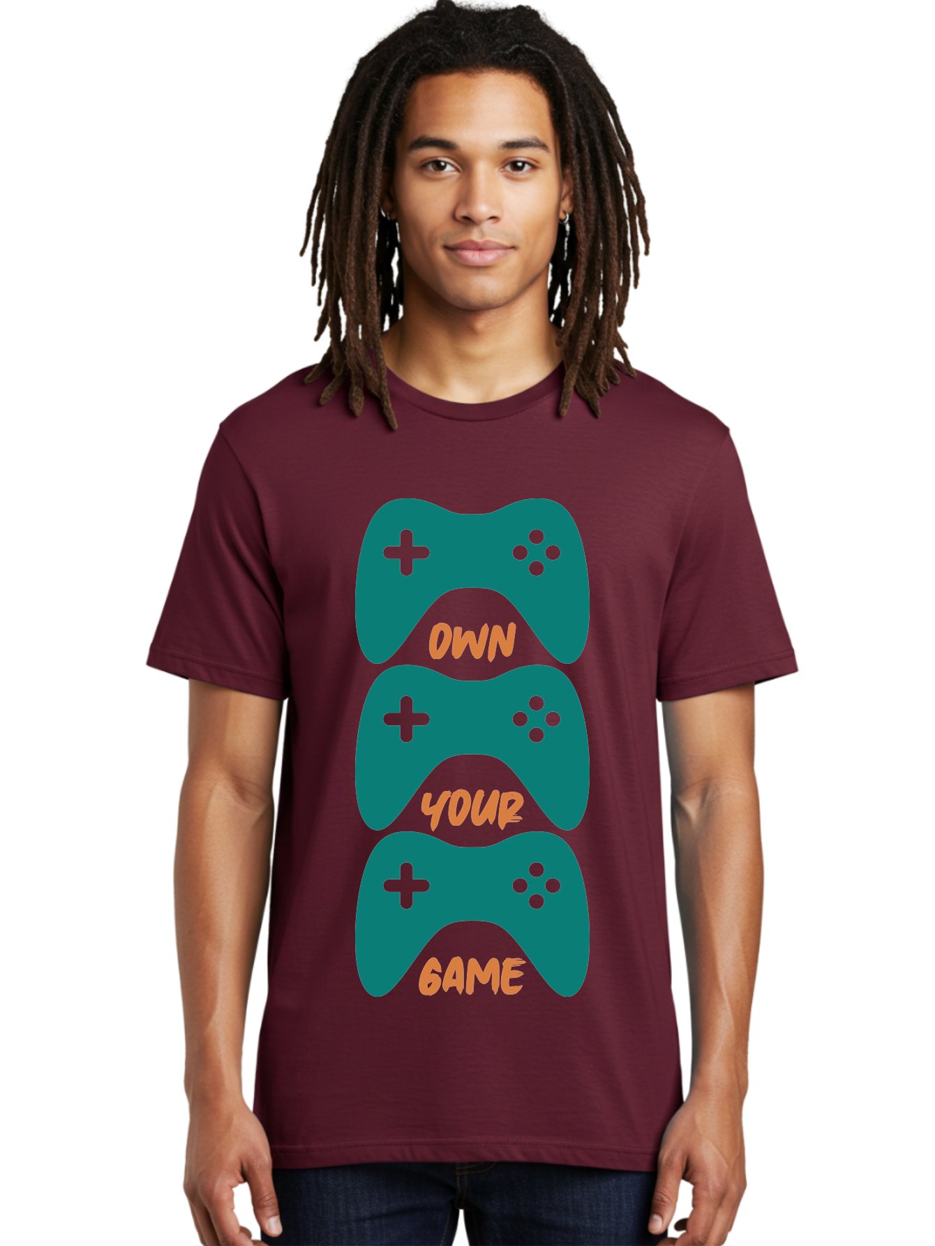 Own-Your-Game Men'S Graphic Tee, 100% Cotton, Comfortable Casual Summer Wear, Machine Washable, Video Game Controllers, Gaming, Gaming Culture, Own Your Game, Game Controllers, Playful Design, Console Gaming, Motivational Quote - Aaa655