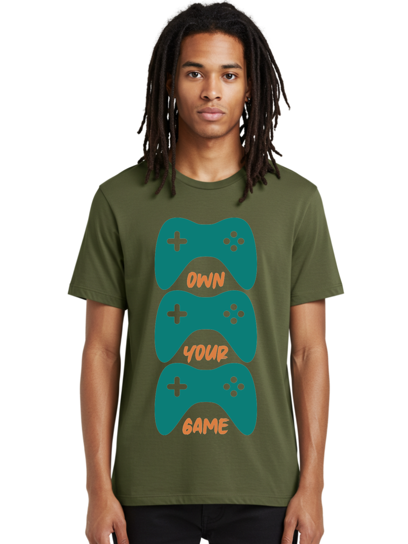 Own-Your-Game Men'S Graphic Tee, 100% Cotton, Comfortable Casual Summer Wear, Machine Washable, Video Game Controllers, Gaming, Gaming Culture, Own Your Game, Game Controllers, Playful Design, Console Gaming, Motivational Quote - Aaa655