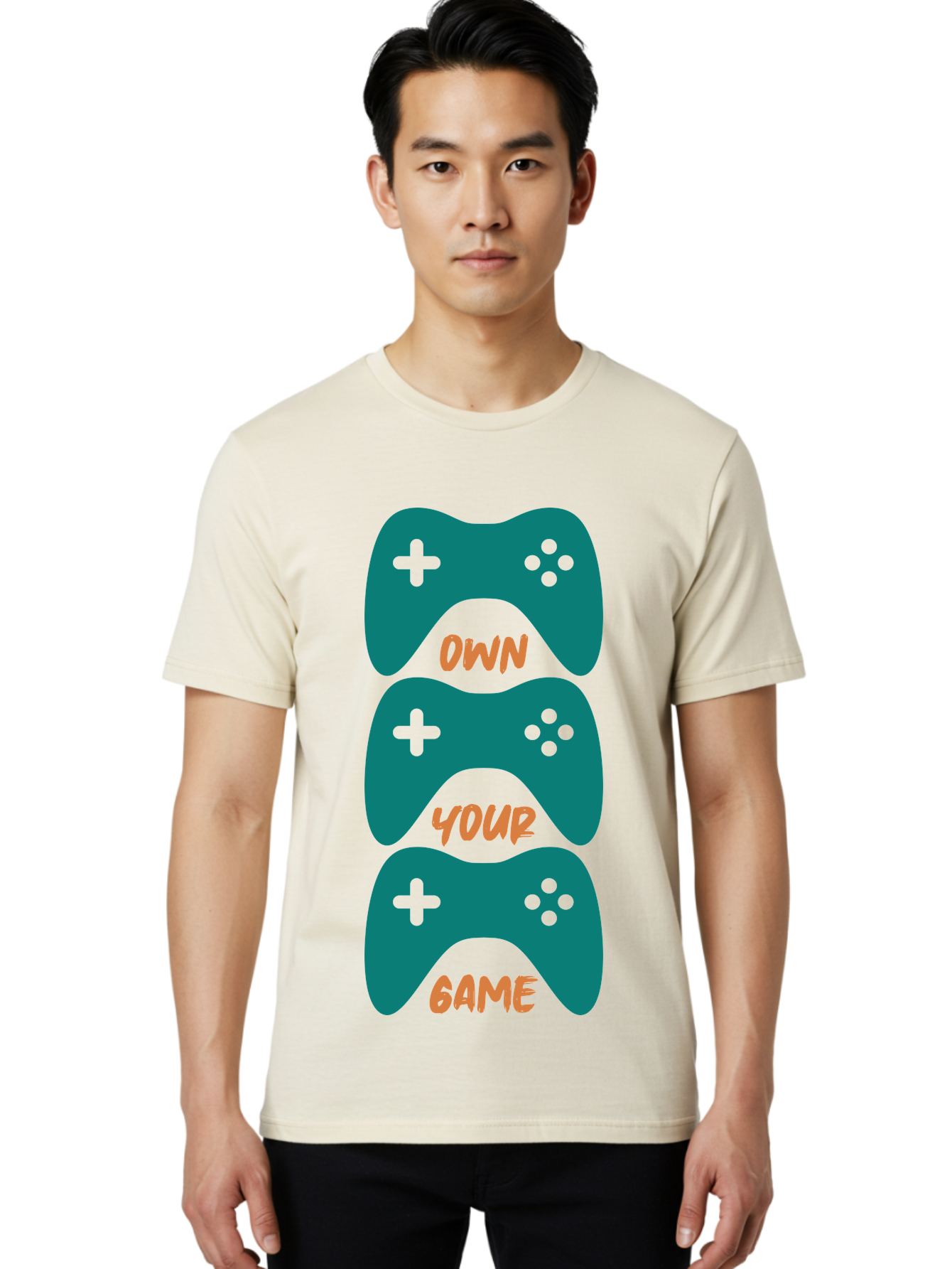 Own-Your-Game Men'S Graphic Tee, 100% Cotton, Comfortable Casual Summer Wear, Machine Washable, Video Game Controllers, Gaming, Gaming Culture, Own Your Game, Game Controllers, Playful Design, Console Gaming, Motivational Quote - Aaa655