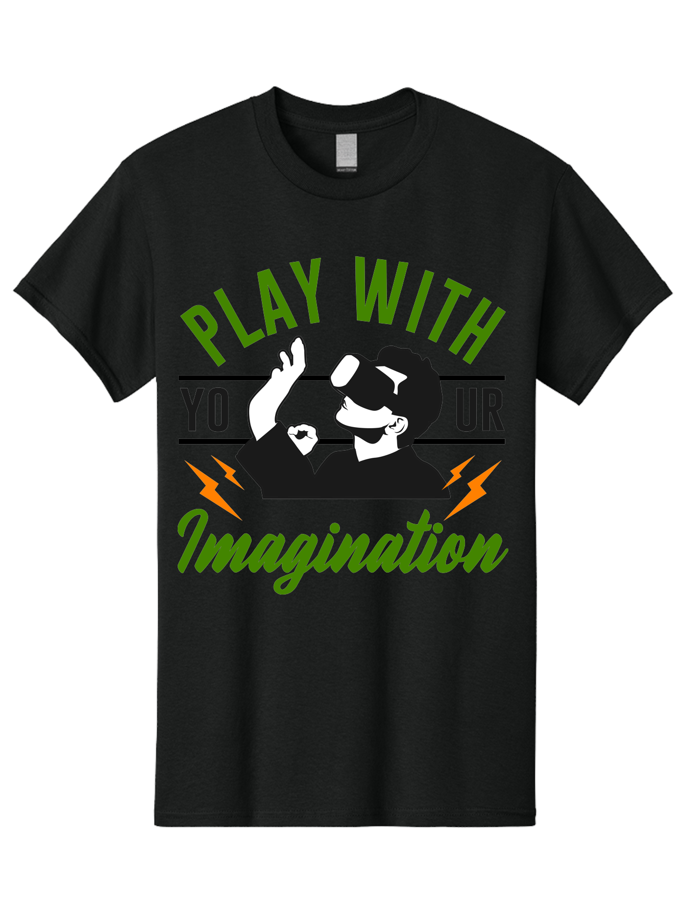Play-With-Your-Imagination Men'S Graphic Tee, 100% Cotton, Comfortable Casual Summer Wear, Machine Washable, Virtual Reality Experience, Gaming Technology, Futuristic Entertainment, Immersive World, Creative Freedom, Innovative Design, - Aaa656