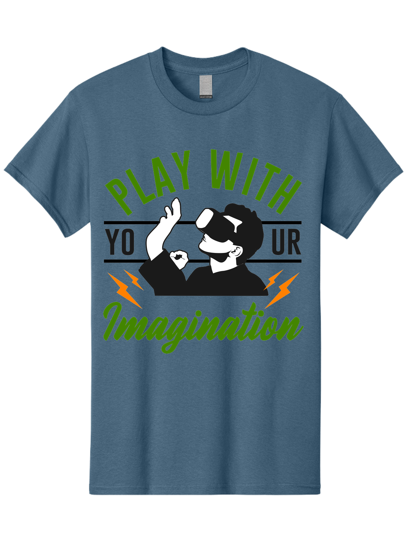 Play-With-Your-Imagination Men'S Graphic Tee, 100% Cotton, Comfortable Casual Summer Wear, Machine Washable, Virtual Reality Experience, Gaming Technology, Futuristic Entertainment, Immersive World, Creative Freedom, Innovative Design, - Aaa656