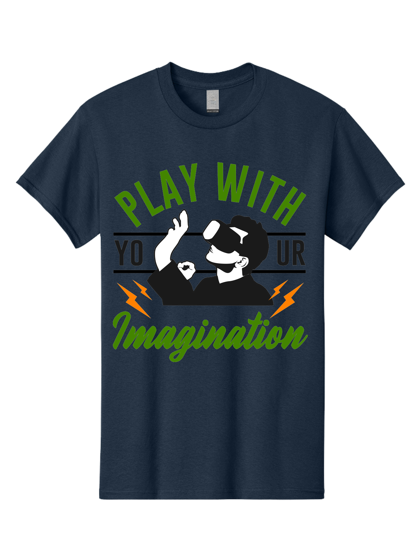 Play-With-Your-Imagination Men'S Graphic Tee, 100% Cotton, Comfortable Casual Summer Wear, Machine Washable, Virtual Reality Experience, Gaming Technology, Futuristic Entertainment, Immersive World, Creative Freedom, Innovative Design, - Aaa656