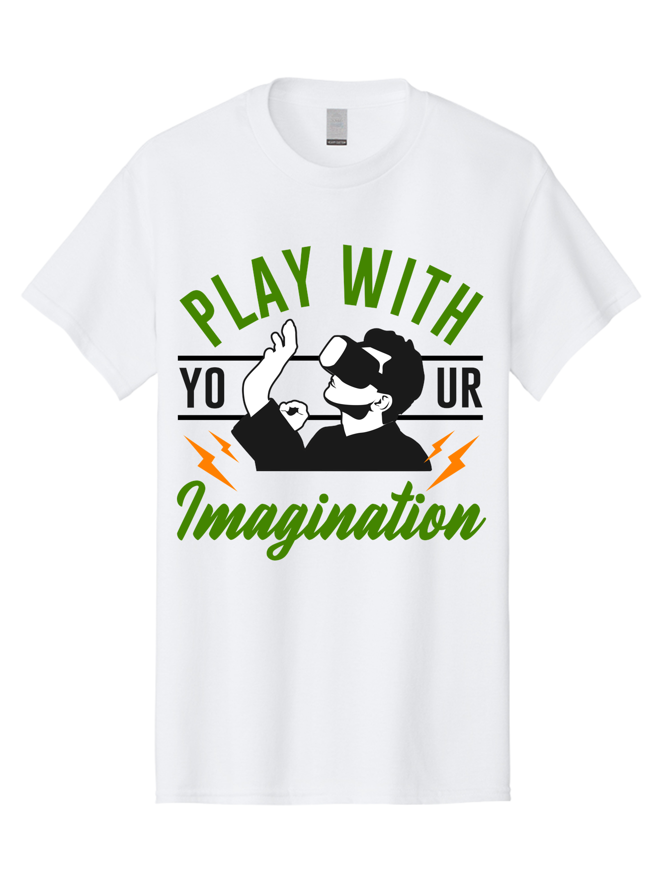 Play-With-Your-Imagination Men'S Graphic Tee, 100% Cotton, Comfortable Casual Summer Wear, Machine Washable, Virtual Reality Experience, Gaming Technology, Futuristic Entertainment, Immersive World, Creative Freedom, Innovative Design, - Aaa656