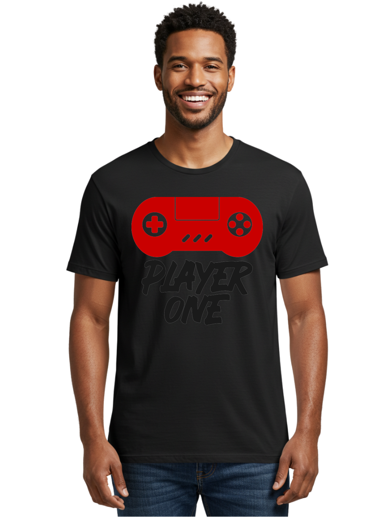 Player-One Men'S Graphic Tee, 100% Cotton, Comfortable Casual Summer Wear, Machine Washable, Retro Video Game, Vintage Gaming, Player One, Classic Console, Gaming Nostalgia, Pixel Art, Retro Aesthetic, Graphic Design - Aaa657