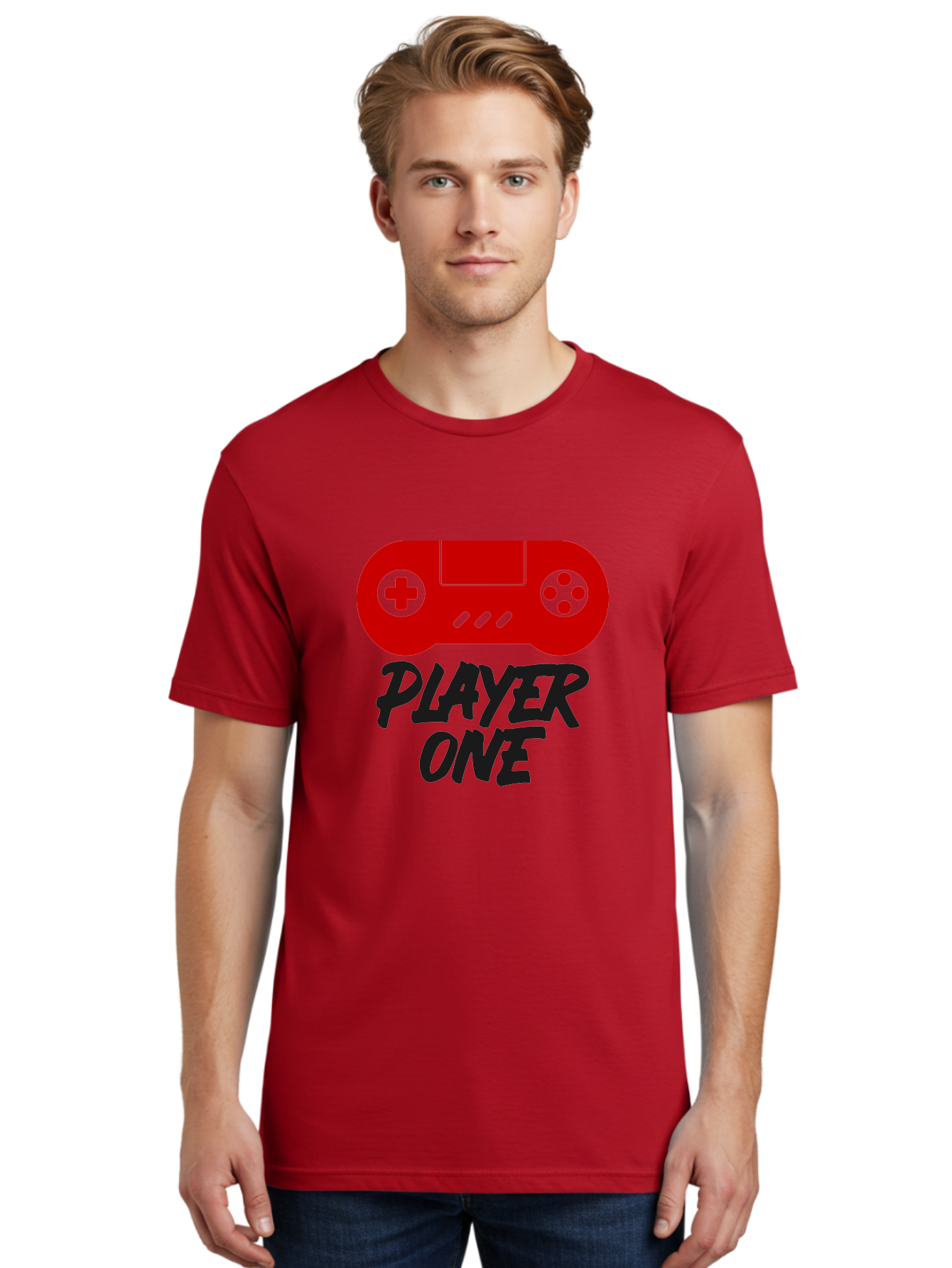 Player-One Men'S Graphic Tee, 100% Cotton, Comfortable Casual Summer Wear, Machine Washable, Retro Video Game, Vintage Gaming, Player One, Classic Console, Gaming Nostalgia, Pixel Art, Retro Aesthetic, Graphic Design - Aaa657