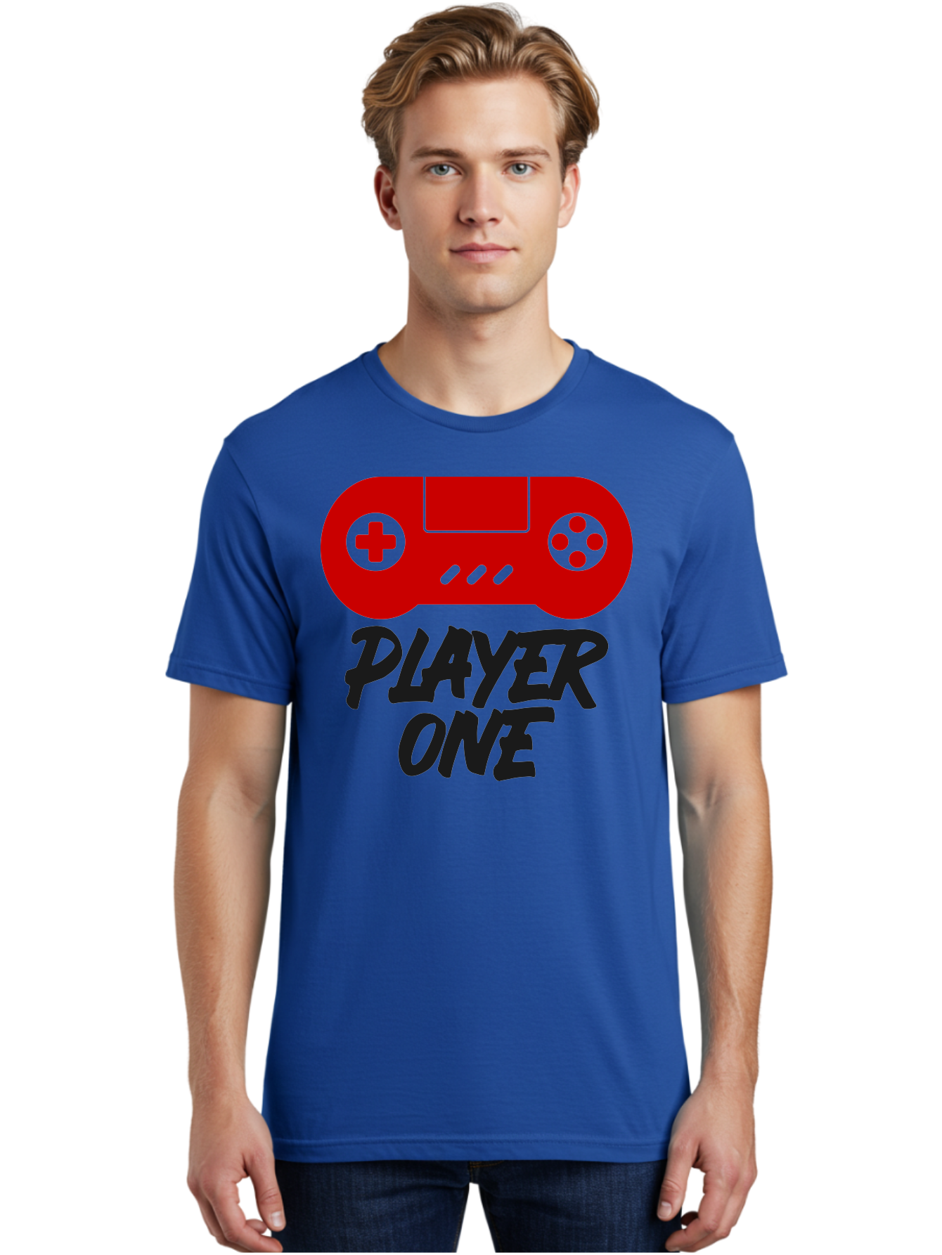 Player-One Men'S Graphic Tee, 100% Cotton, Comfortable Casual Summer Wear, Machine Washable, Retro Video Game, Vintage Gaming, Player One, Classic Console, Gaming Nostalgia, Pixel Art, Retro Aesthetic, Graphic Design - Aaa657