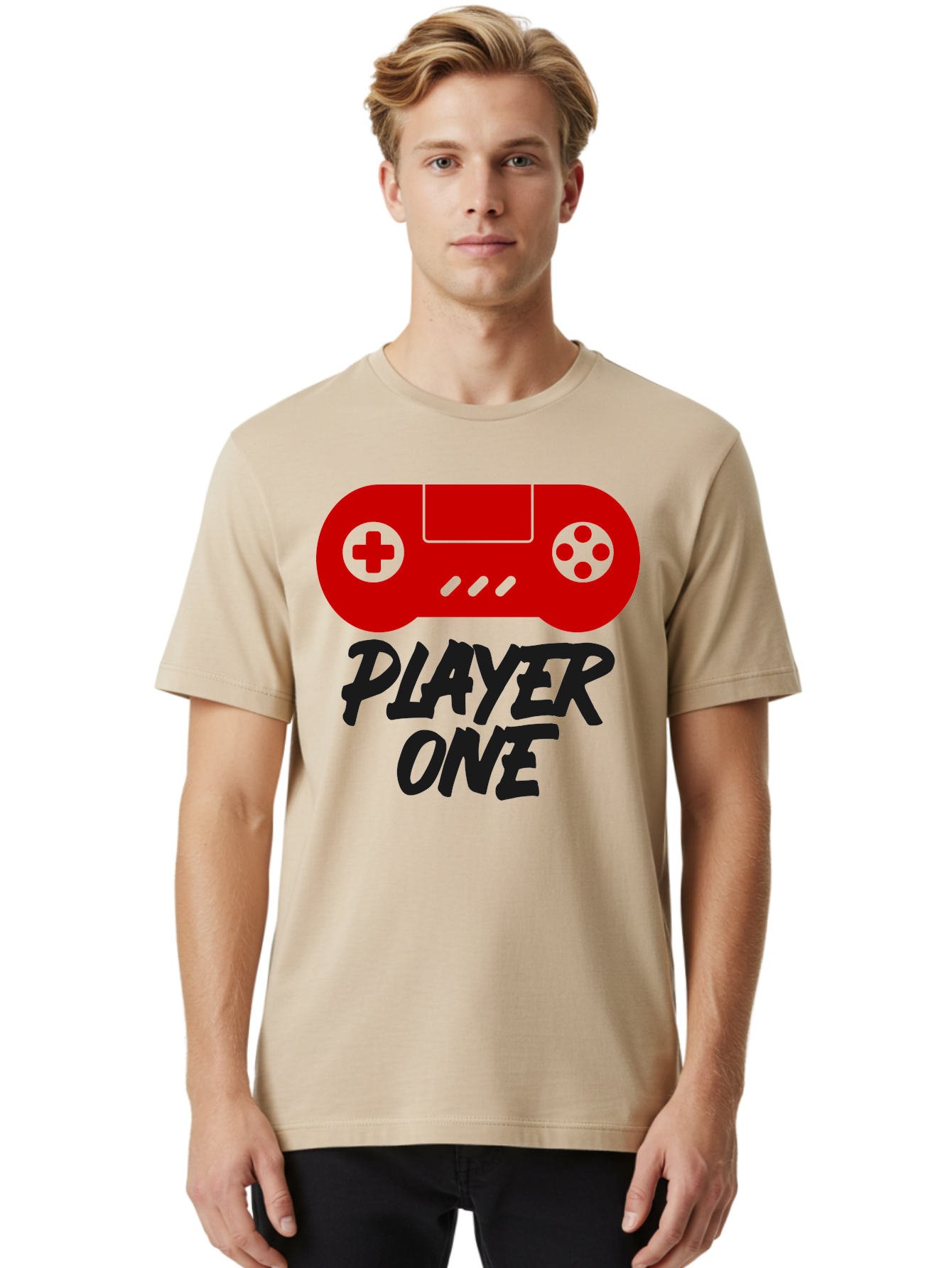 Player-One Men'S Graphic Tee, 100% Cotton, Comfortable Casual Summer Wear, Machine Washable, Retro Video Game, Vintage Gaming, Player One, Classic Console, Gaming Nostalgia, Pixel Art, Retro Aesthetic, Graphic Design - Aaa657