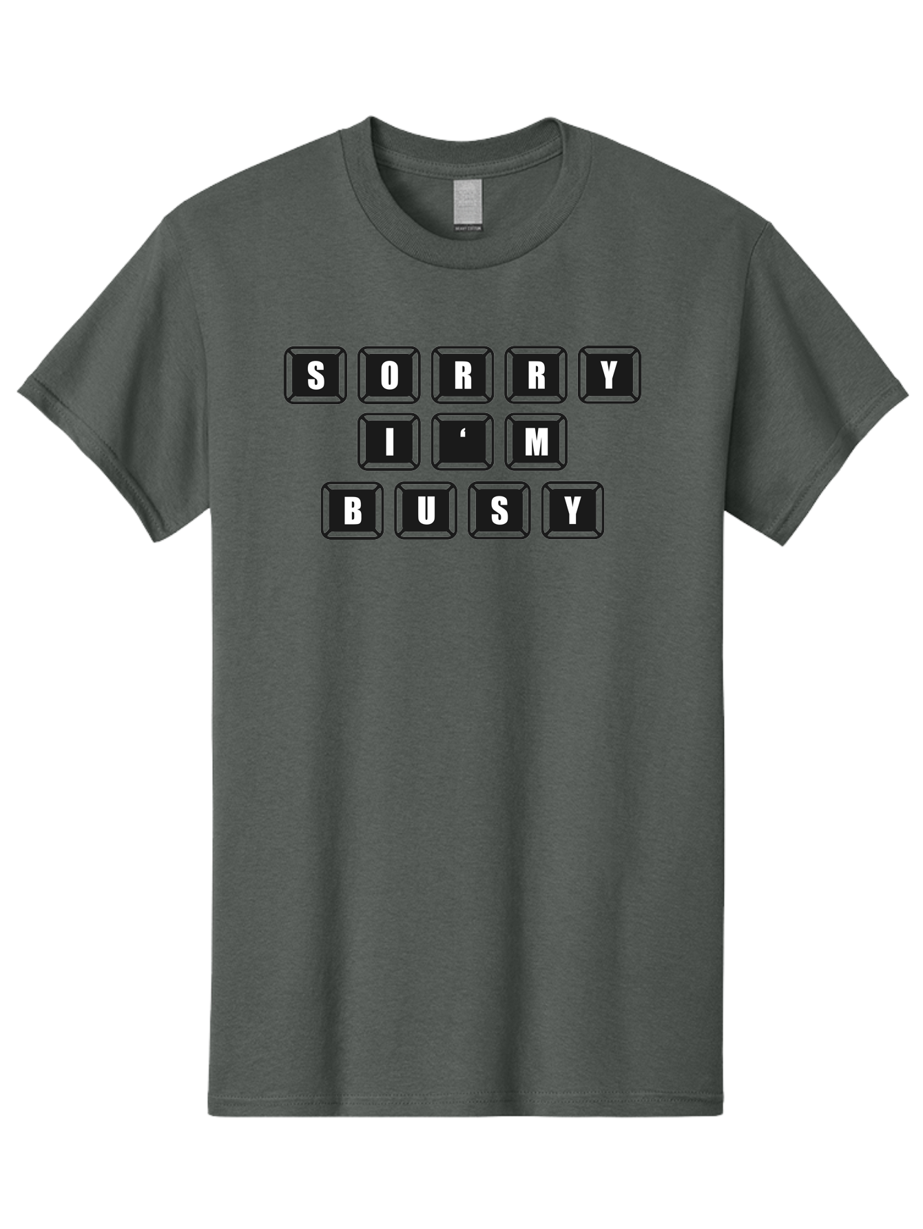 Sorry-I-M-Busy Men'S Graphic Tee, 100% Cotton, Comfortable Casual Summer Wear, Machine Washable, Keyboard Keys, Sorry Message, Busy Status, Retro Computer, Nostalgic Design, Typing Layout, Simple Font, Tech Graphics, Computer Nostalgia, - Aaa659