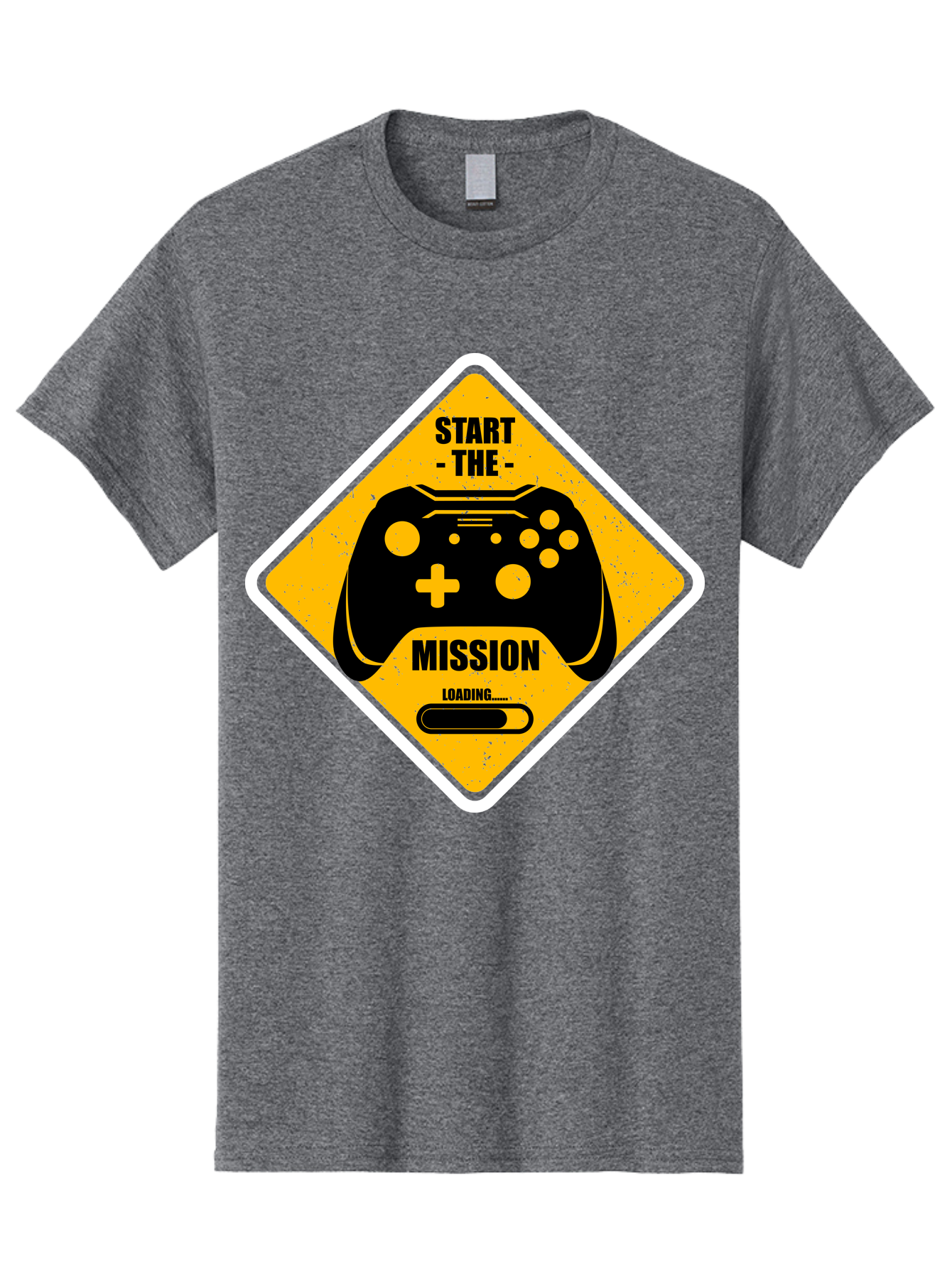 Start-The-Mission Men'S Graphic Tee, 100% Cotton, Comfortable Casual Summer Wear, Machine Washable, Video Game Controller, Gaming Mission, Start The Mission, Loading Screen, Game Loading, Gaming Theme, Black Controller - Aaa660