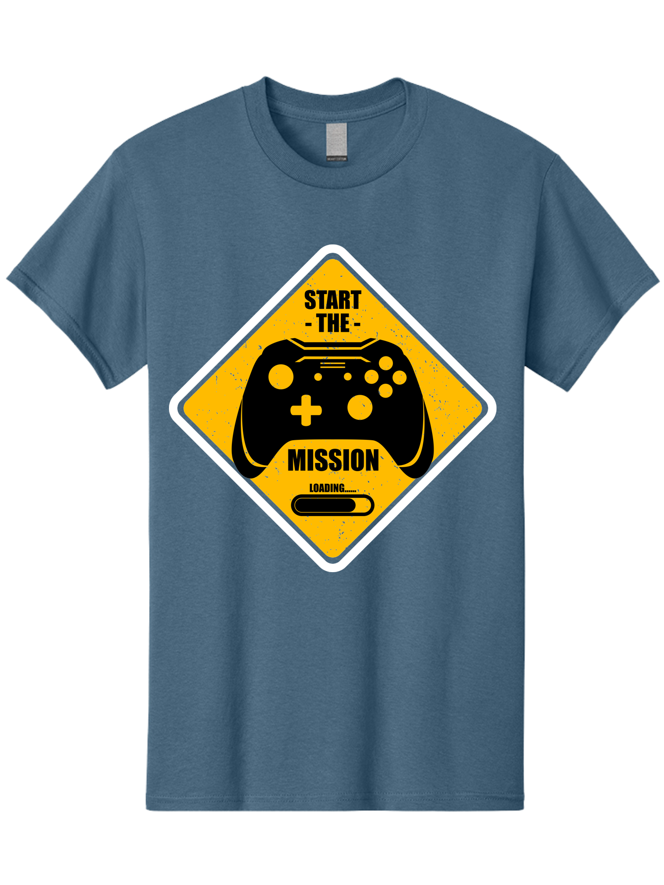 Start-The-Mission Men'S Graphic Tee, 100% Cotton, Comfortable Casual Summer Wear, Machine Washable, Video Game Controller, Gaming Mission, Start The Mission, Loading Screen, Game Loading, Gaming Theme, Black Controller - Aaa660