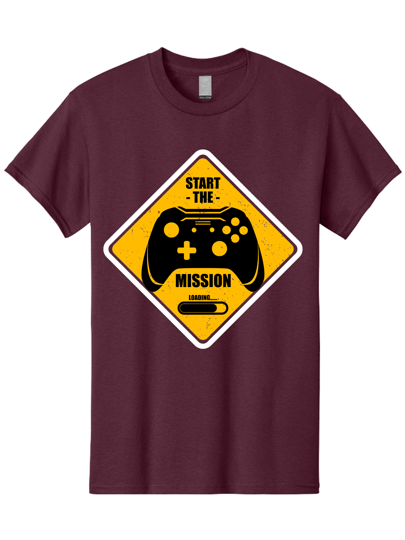 Start-The-Mission Men'S Graphic Tee, 100% Cotton, Comfortable Casual Summer Wear, Machine Washable, Video Game Controller, Gaming Mission, Start The Mission, Loading Screen, Game Loading, Gaming Theme, Black Controller - Aaa660