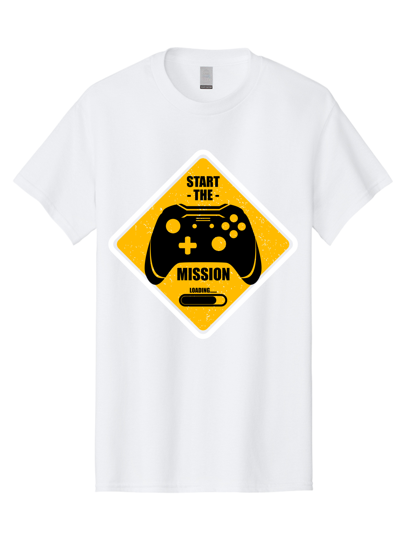 Start-The-Mission Men'S Graphic Tee, 100% Cotton, Comfortable Casual Summer Wear, Machine Washable, Video Game Controller, Gaming Mission, Start The Mission, Loading Screen, Game Loading, Gaming Theme, Black Controller - Aaa660