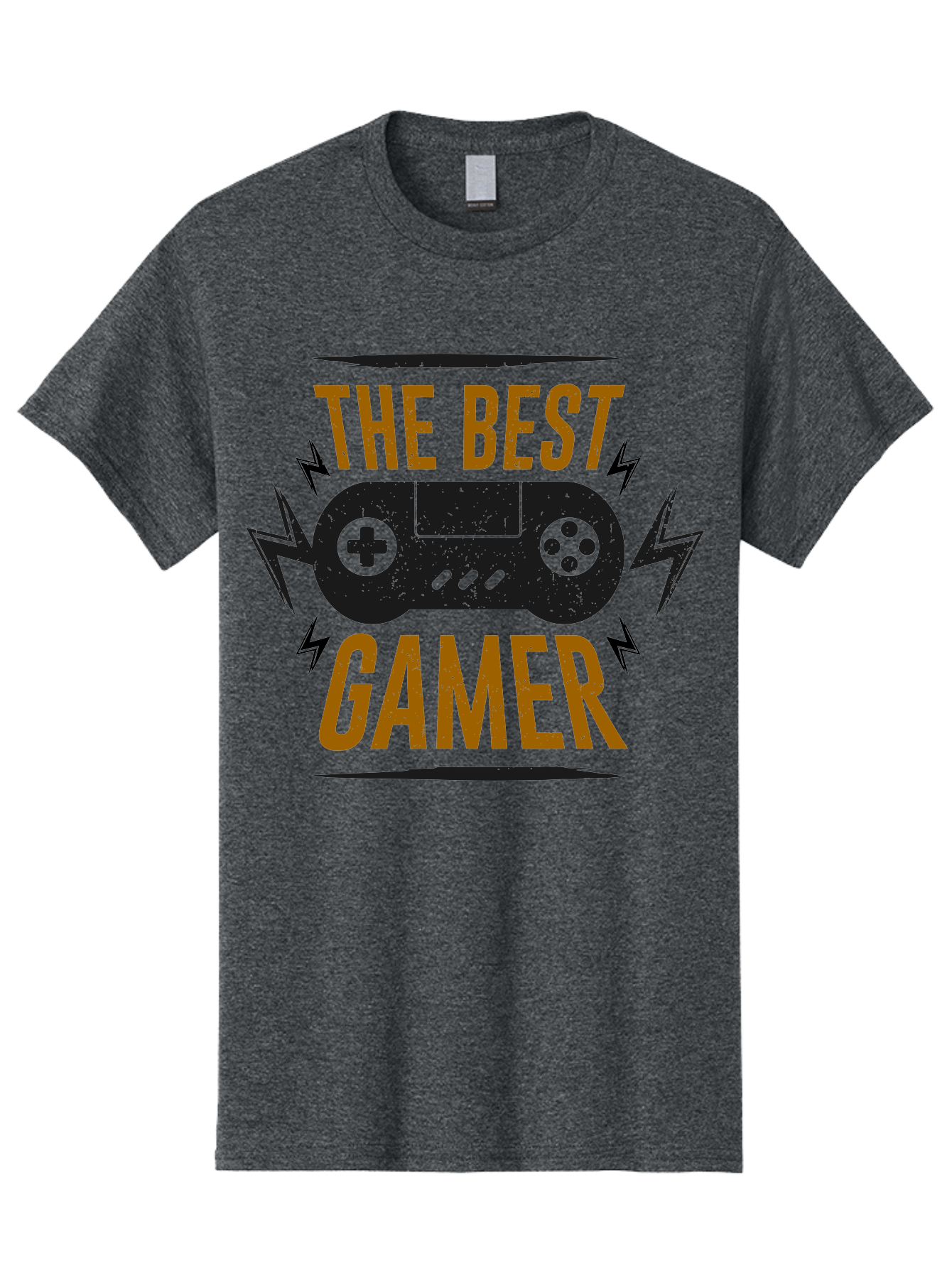The-Best-Gamer Men'S Graphic Tee, 100% Cotton, Comfortable Casual Summer Wear, Machine Washable, Gaming Controller, Video Games, Gamer Culture, Retro Gaming, Gaming Graphics, Bold Typography, Lightning Bolts - Aaa662