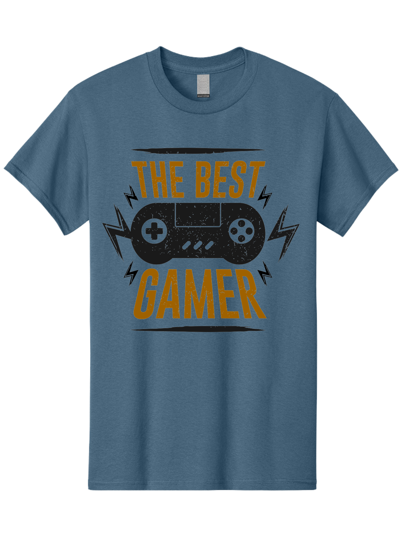 The-Best-Gamer Men'S Graphic Tee, 100% Cotton, Comfortable Casual Summer Wear, Machine Washable, Gaming Controller, Video Games, Gamer Culture, Retro Gaming, Gaming Graphics, Bold Typography, Lightning Bolts - Aaa662