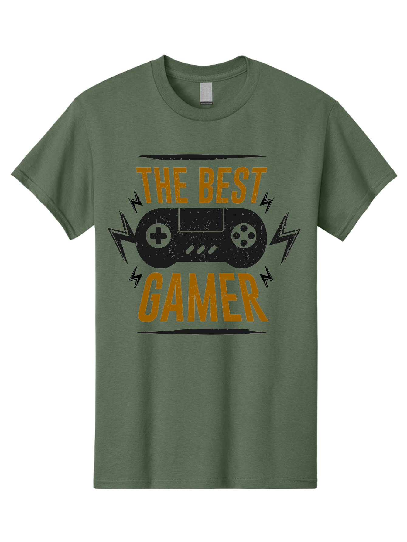 The-Best-Gamer Men'S Graphic Tee, 100% Cotton, Comfortable Casual Summer Wear, Machine Washable, Gaming Controller, Video Games, Gamer Culture, Retro Gaming, Gaming Graphics, Bold Typography, Lightning Bolts - Aaa662