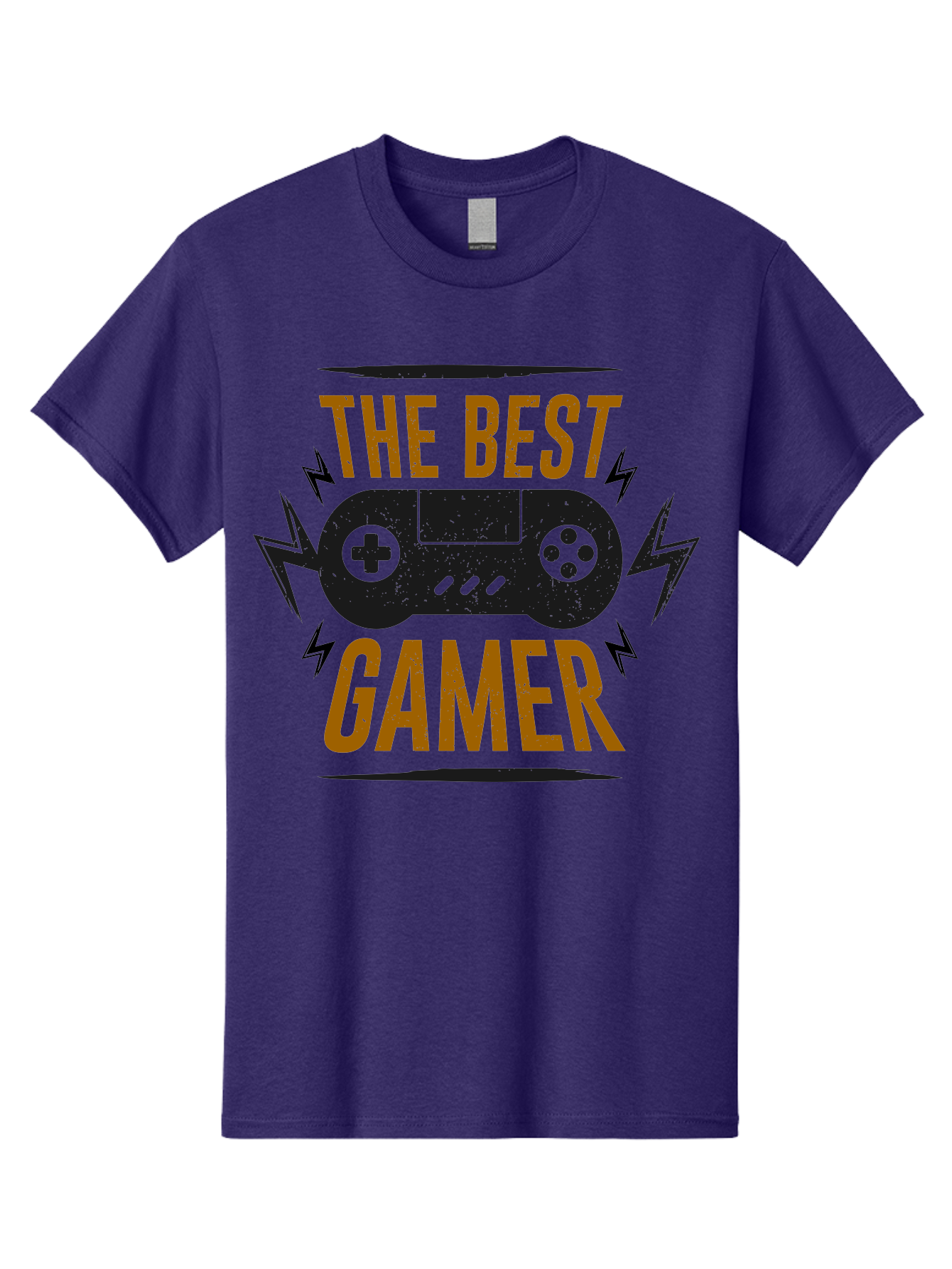 The-Best-Gamer Men'S Graphic Tee, 100% Cotton, Comfortable Casual Summer Wear, Machine Washable, Gaming Controller, Video Games, Gamer Culture, Retro Gaming, Gaming Graphics, Bold Typography, Lightning Bolts - Aaa662