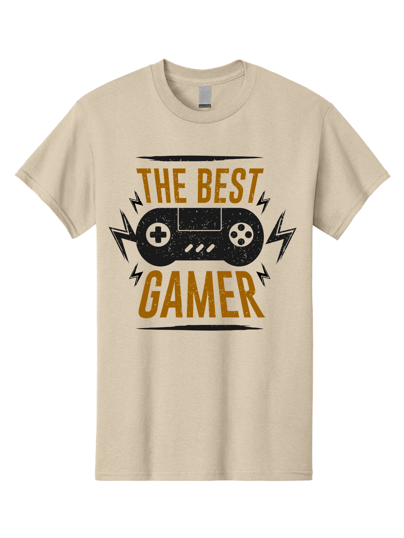 The-Best-Gamer Men'S Graphic Tee, 100% Cotton, Comfortable Casual Summer Wear, Machine Washable, Gaming Controller, Video Games, Gamer Culture, Retro Gaming, Gaming Graphics, Bold Typography, Lightning Bolts - Aaa662