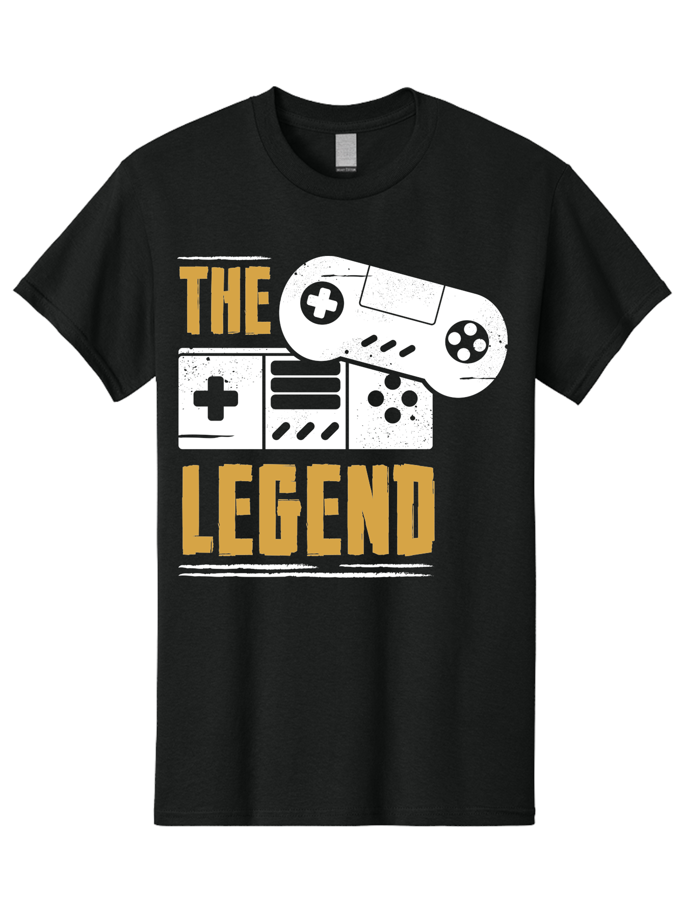 The-Legend Men'S Graphic Tee, 100% Cotton, Comfortable Casual Summer Wear, Machine Washable, Vintage Game Controller, Retro Gaming, Nostalgic Feel, Classic Video Games, Gaming Culture, Retro Tech, Pixel Art, Gaming Nostalgia - Aaa664