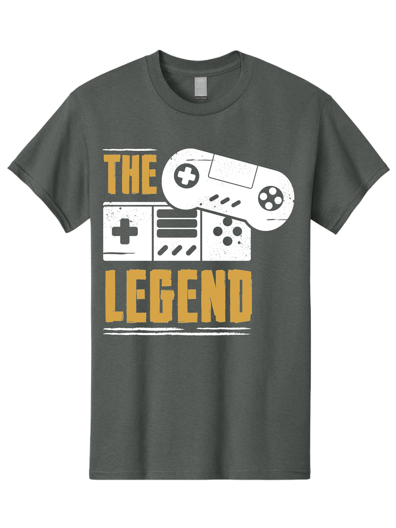 The-Legend Men'S Graphic Tee, 100% Cotton, Comfortable Casual Summer Wear, Machine Washable, Vintage Game Controller, Retro Gaming, Nostalgic Feel, Classic Video Games, Gaming Culture, Retro Tech, Pixel Art, Gaming Nostalgia - Aaa664