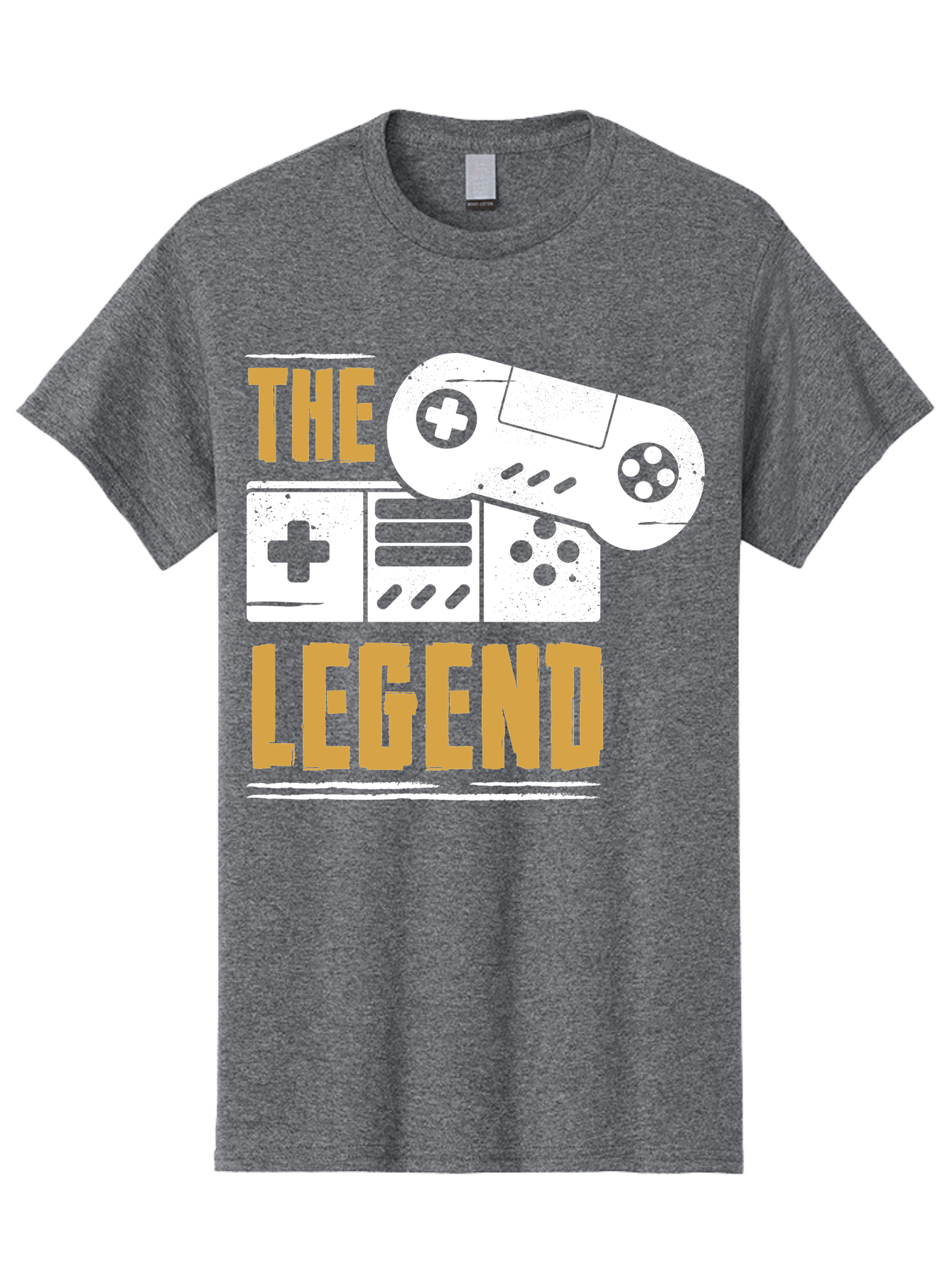 The-Legend Men'S Graphic Tee, 100% Cotton, Comfortable Casual Summer Wear, Machine Washable, Vintage Game Controller, Retro Gaming, Nostalgic Feel, Classic Video Games, Gaming Culture, Retro Tech, Pixel Art, Gaming Nostalgia - Aaa664