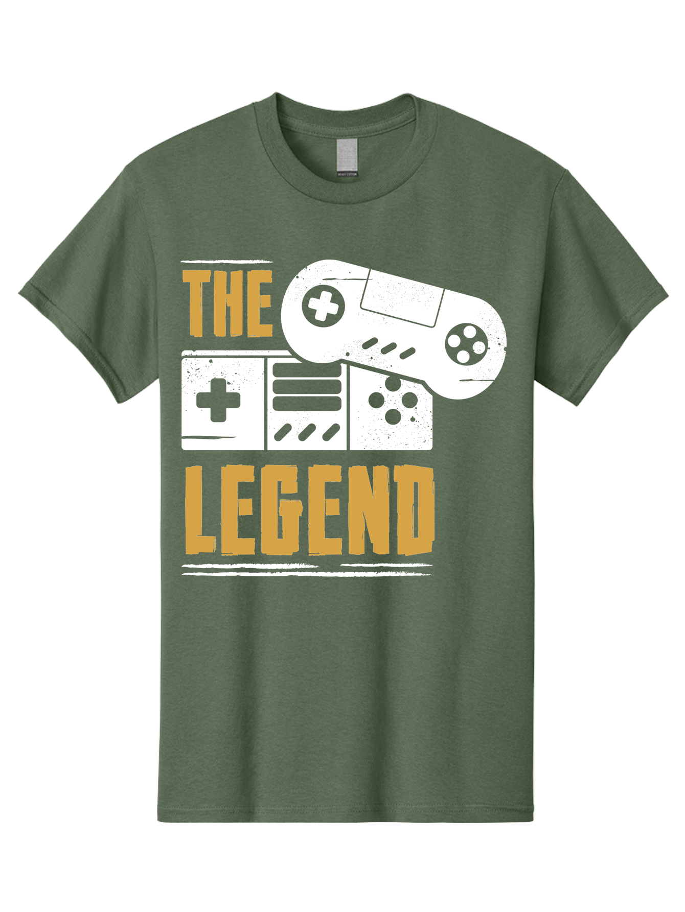 The-Legend Men'S Graphic Tee, 100% Cotton, Comfortable Casual Summer Wear, Machine Washable, Vintage Game Controller, Retro Gaming, Nostalgic Feel, Classic Video Games, Gaming Culture, Retro Tech, Pixel Art, Gaming Nostalgia - Aaa664