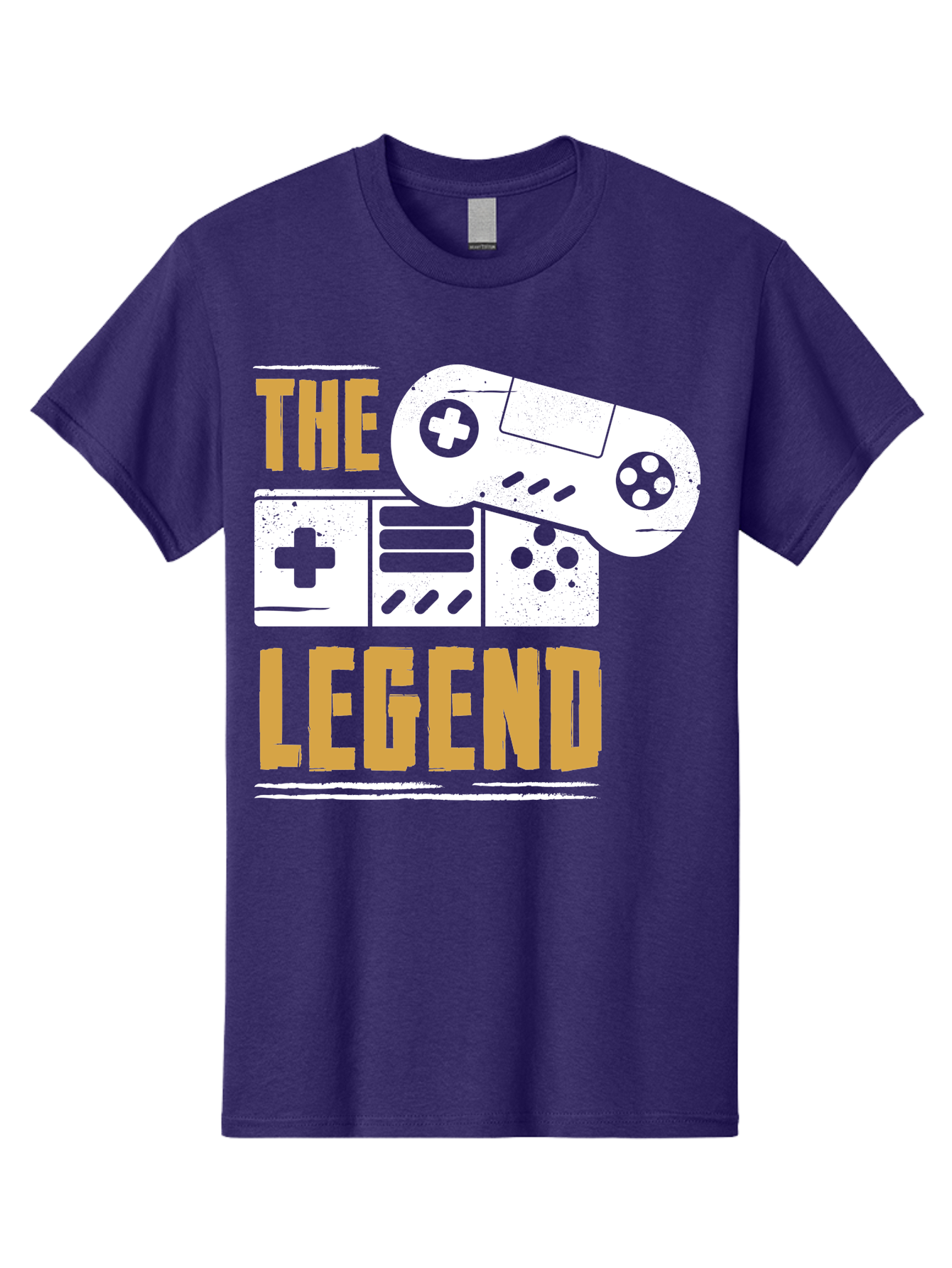 The-Legend Men'S Graphic Tee, 100% Cotton, Comfortable Casual Summer Wear, Machine Washable, Vintage Game Controller, Retro Gaming, Nostalgic Feel, Classic Video Games, Gaming Culture, Retro Tech, Pixel Art, Gaming Nostalgia - Aaa664