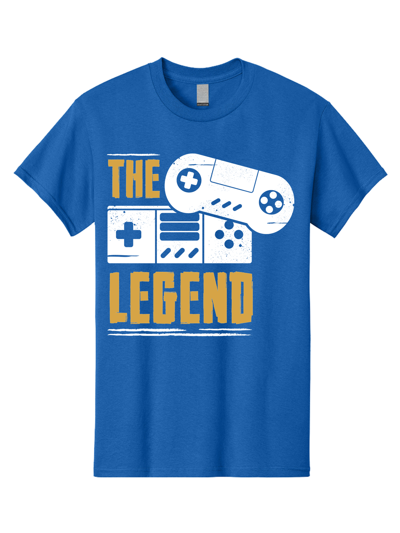 The-Legend Men'S Graphic Tee, 100% Cotton, Comfortable Casual Summer Wear, Machine Washable, Vintage Game Controller, Retro Gaming, Nostalgic Feel, Classic Video Games, Gaming Culture, Retro Tech, Pixel Art, Gaming Nostalgia - Aaa664