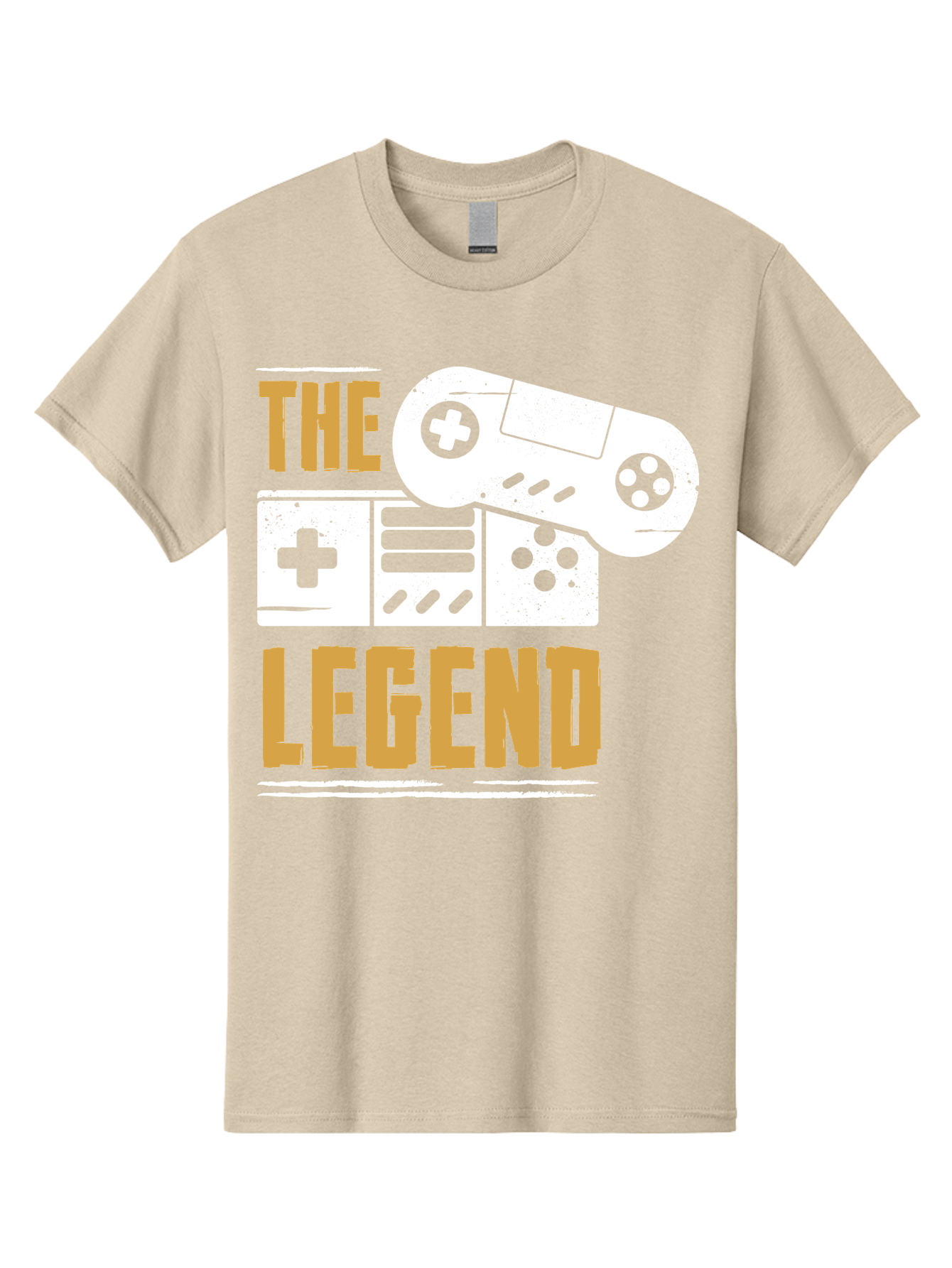 The-Legend Men'S Graphic Tee, 100% Cotton, Comfortable Casual Summer Wear, Machine Washable, Vintage Game Controller, Retro Gaming, Nostalgic Feel, Classic Video Games, Gaming Culture, Retro Tech, Pixel Art, Gaming Nostalgia - Aaa664
