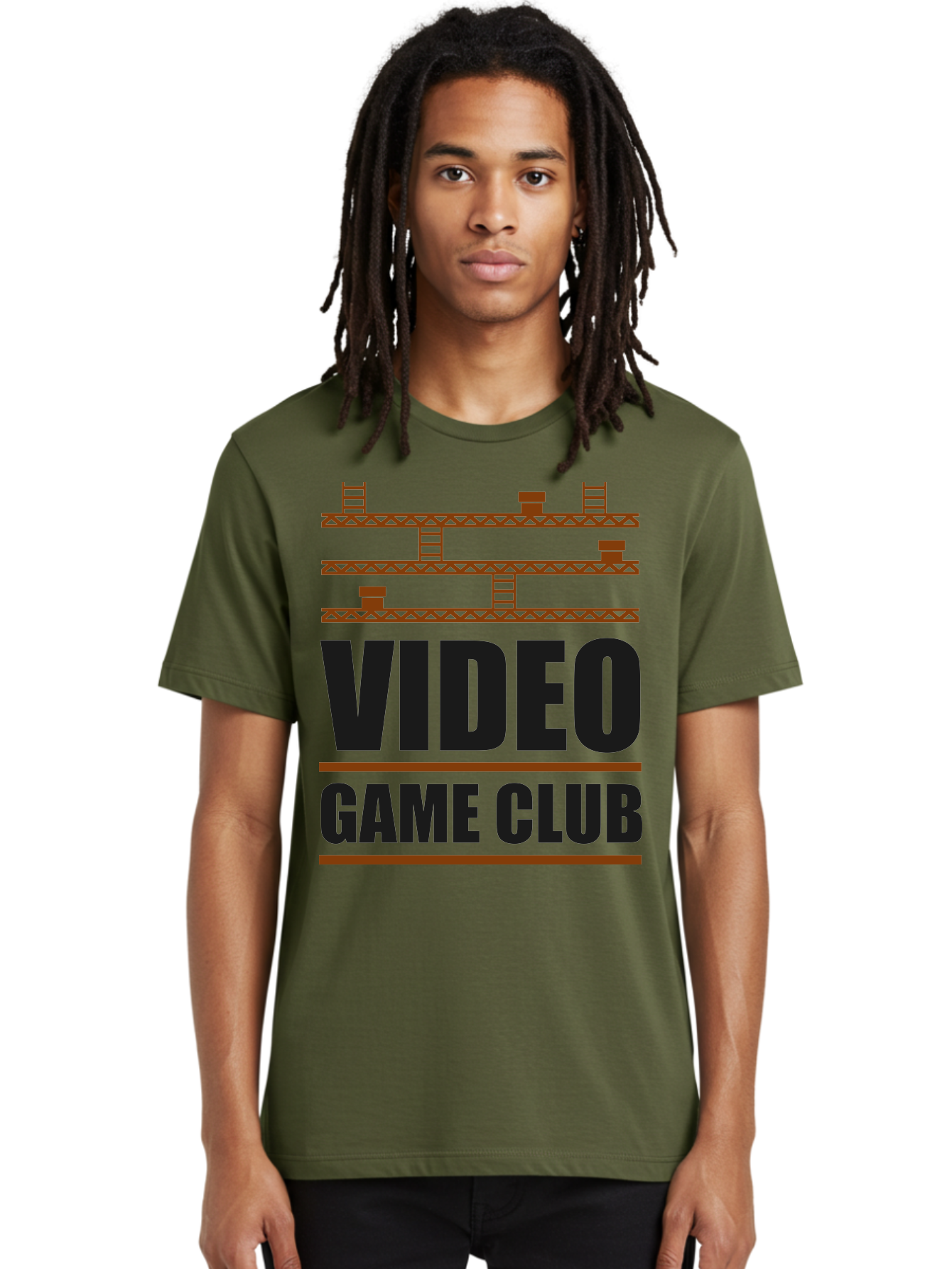 Video-Game-Club Men'S Graphic Tee, 100% Cotton, Comfortable Casual Summer Wear, Machine Washable, Video Game Club, Gaming Community, Retro Gaming, Pixel Art, Ladders, Platforms, Online Gaming Group, Gaming Culture - Aaa665