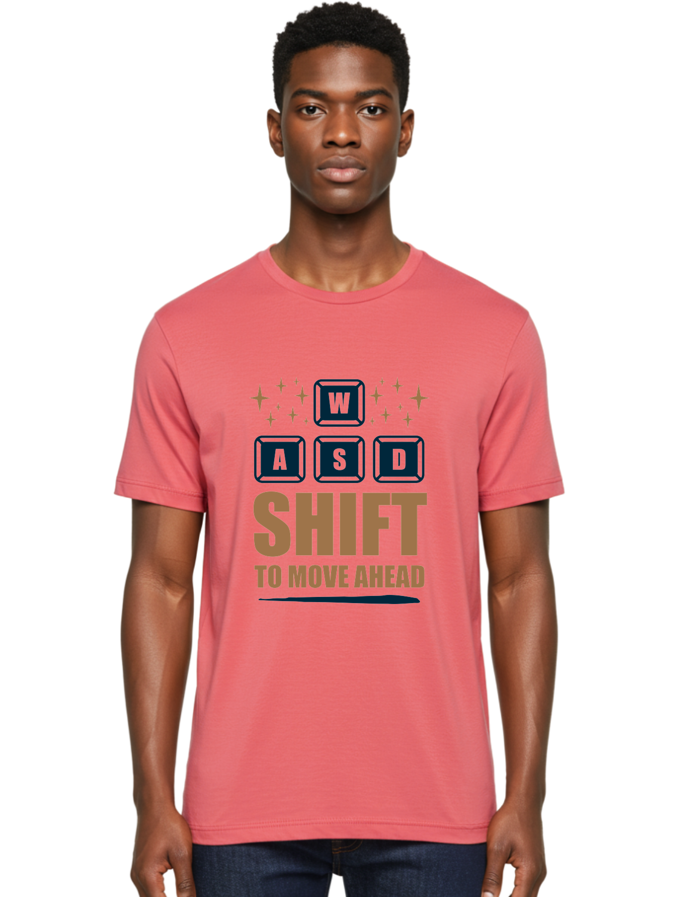 Wasd-Shift-To-Move-Ahead Men'S Graphic Tee, 100% Cotton, Comfortable Casual Summer Wear, Machine Washable, Gaming Keyboard Controls, Wasd Keys, Shift Key, Gaming Tips, Move Ahead, Progress, Gaming Movement, Keyboard Shortcuts, Gaming Advice - Aaa667