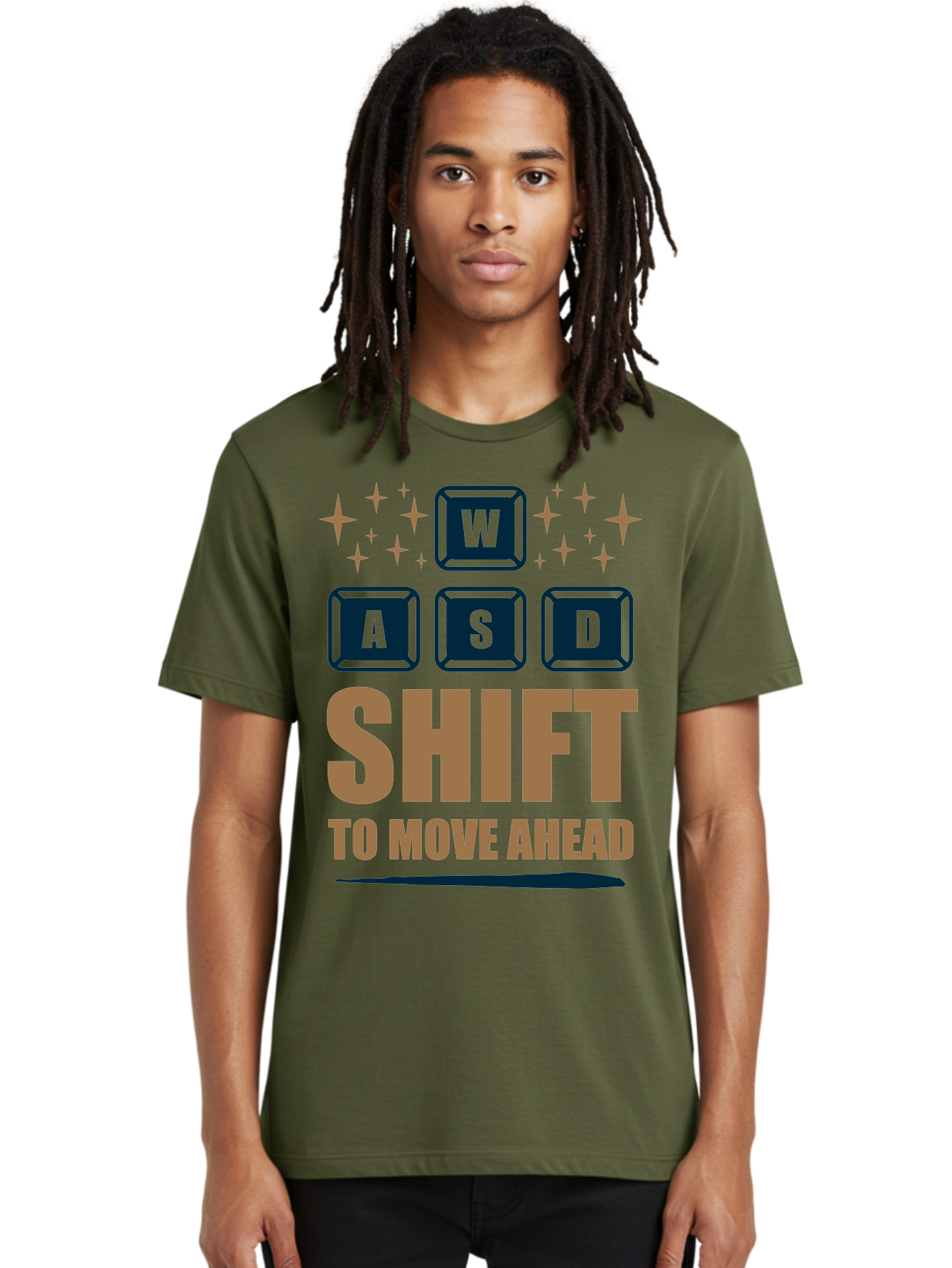 Wasd-Shift-To-Move-Ahead Men'S Graphic Tee, 100% Cotton, Comfortable Casual Summer Wear, Machine Washable, Gaming Keyboard Controls, Wasd Keys, Shift Key, Gaming Tips, Move Ahead, Progress, Gaming Movement, Keyboard Shortcuts, Gaming Advice - Aaa667
