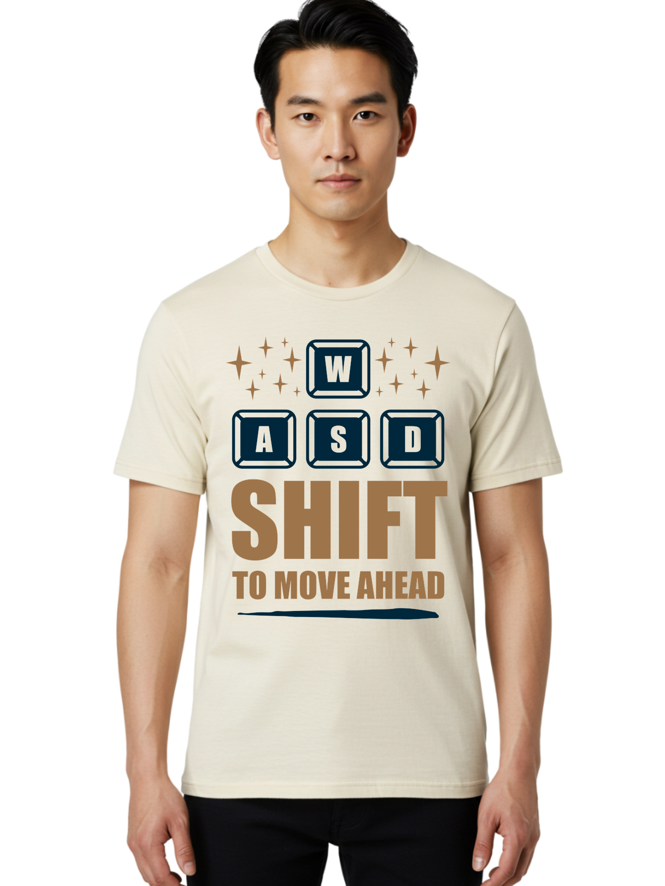 Wasd-Shift-To-Move-Ahead Men'S Graphic Tee, 100% Cotton, Comfortable Casual Summer Wear, Machine Washable, Gaming Keyboard Controls, Wasd Keys, Shift Key, Gaming Tips, Move Ahead, Progress, Gaming Movement, Keyboard Shortcuts, Gaming Advice - Aaa667