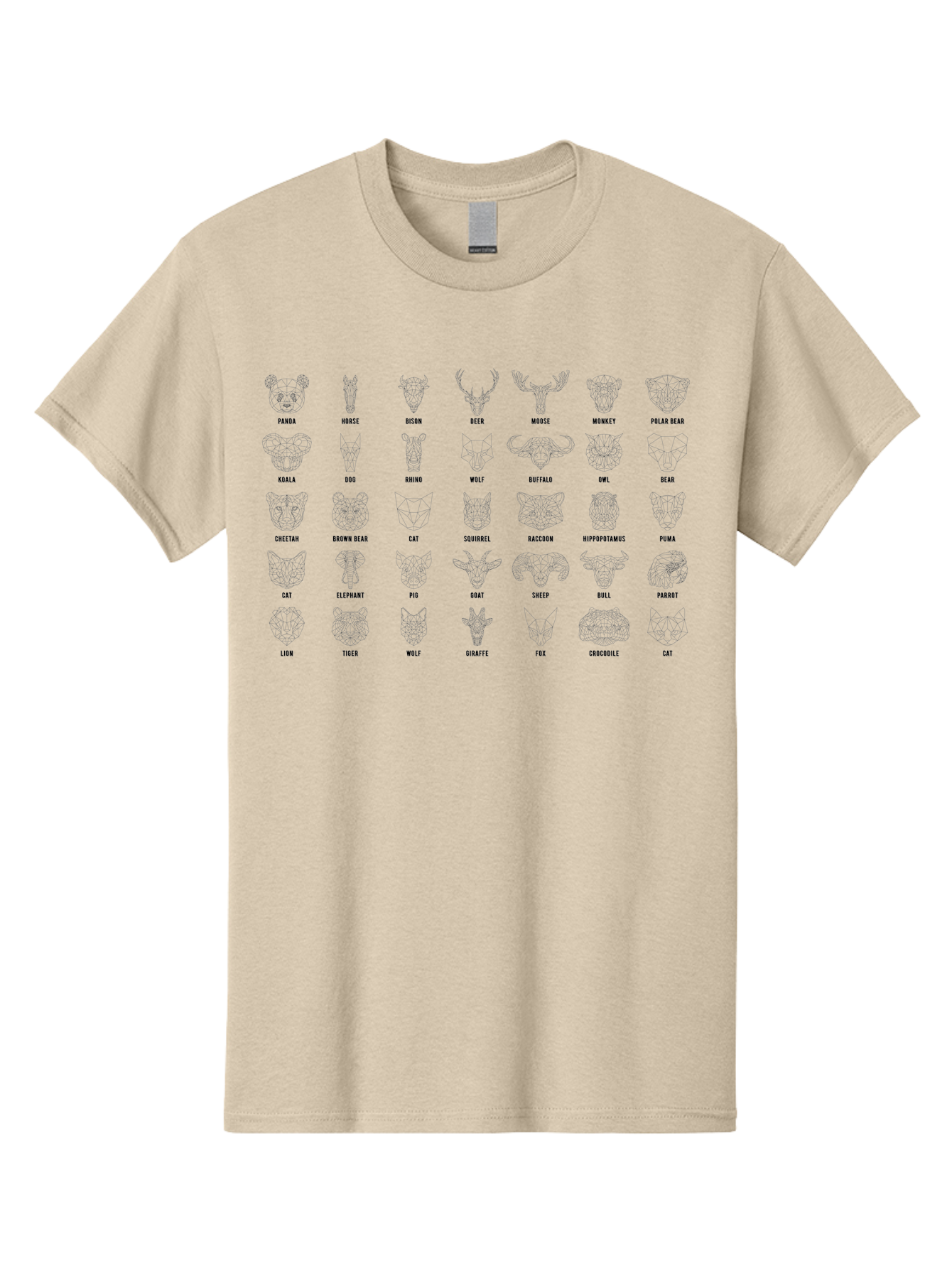 Animal-Silhouettes Men'S Graphic Tee, 100% Cotton, Comfortable Casual Summer Wear, Machine Washable, Animal Heads, Wildlife Illustrations, Mammal Faces, Fauna Silhouettes, Animal Profiles, Zoological Graphics, Wildlife Art, Animal Designs, - Aaa669