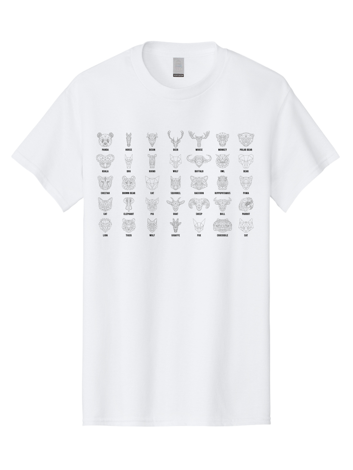 Animal-Silhouettes Men'S Graphic Tee, 100% Cotton, Comfortable Casual Summer Wear, Machine Washable, Animal Heads, Wildlife Illustrations, Mammal Faces, Fauna Silhouettes, Animal Profiles, Zoological Graphics, Wildlife Art, Animal Designs, - Aaa669