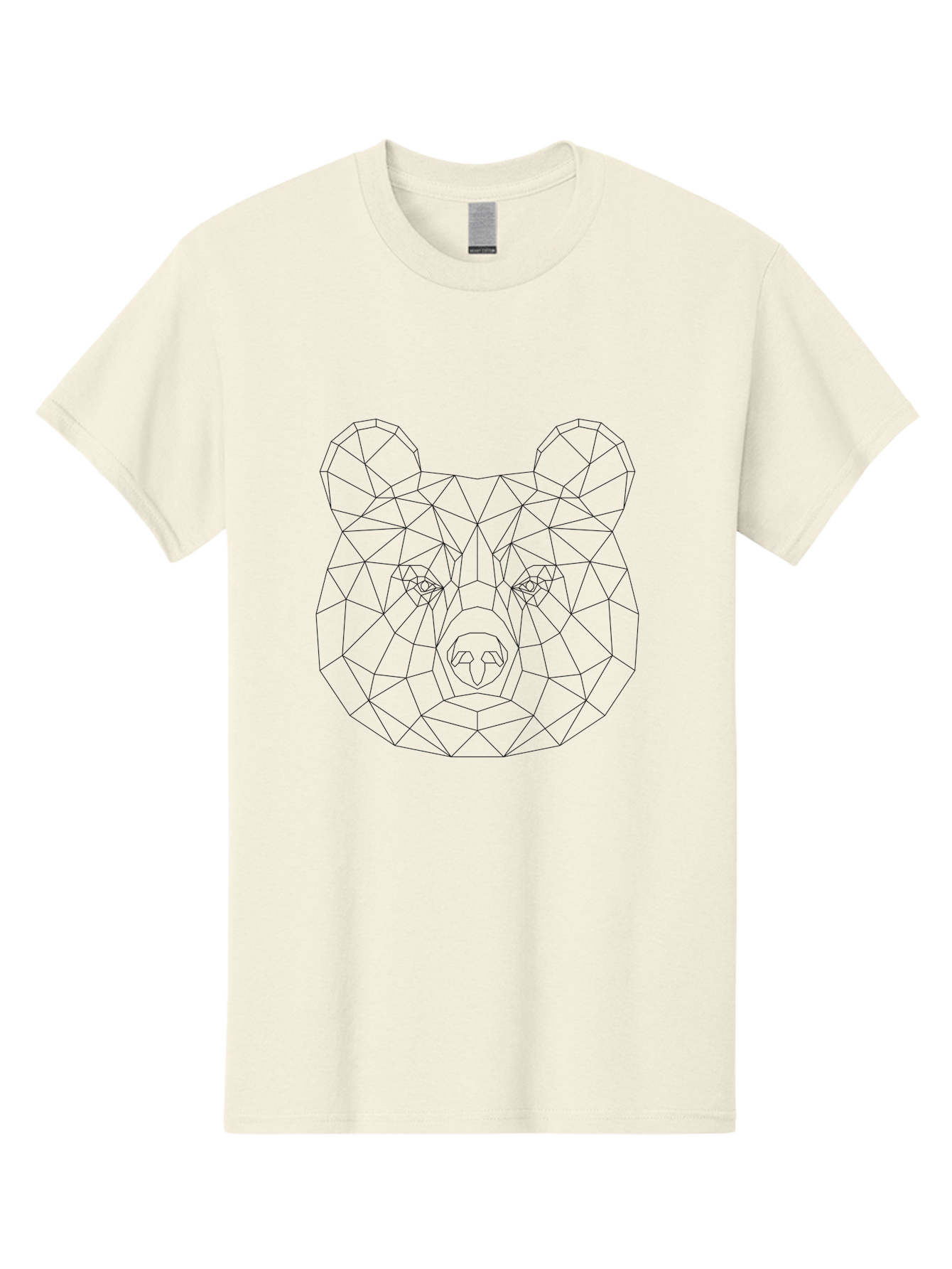 Bear-Head Men'S Graphic Tee, 100% Cotton, Comfortable Casual Summer Wear, Machine Washable, Geometric Bear, Low-Poly Art, Wireframe Design, Animal Graphics, Modern Illustration, Futuristic Style, Minimalist Art, Digital Graphics - Aaa670