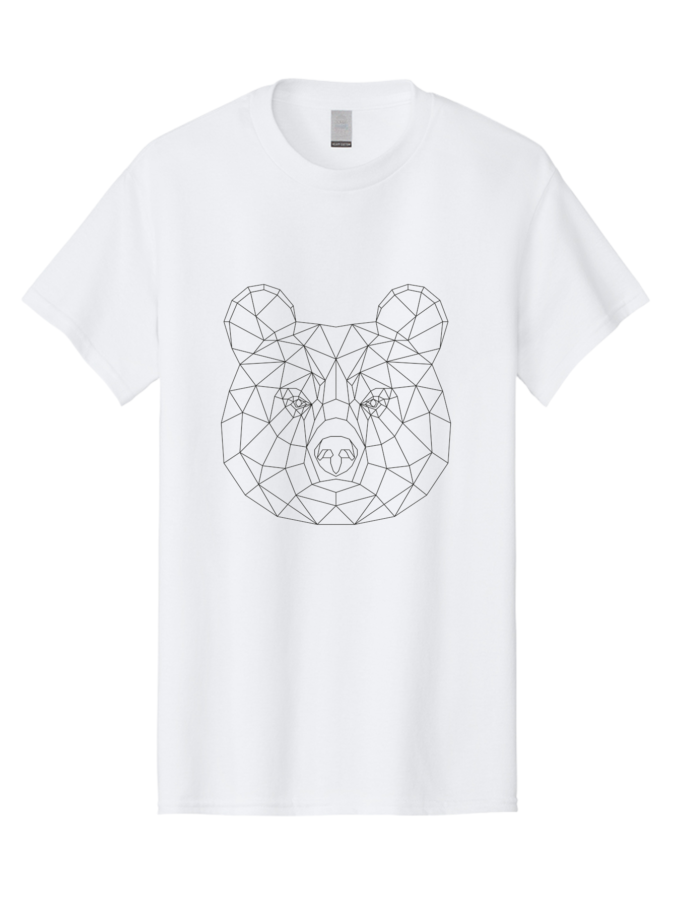Bear-Head Men'S Graphic Tee, 100% Cotton, Comfortable Casual Summer Wear, Machine Washable, Geometric Bear, Low-Poly Art, Wireframe Design, Animal Graphics, Modern Illustration, Futuristic Style, Minimalist Art, Digital Graphics - Aaa670