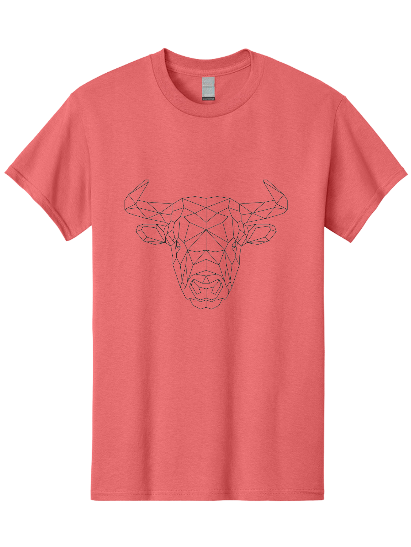 Bull-Head-1 Men'S Graphic Tee, 100% Cotton, Comfortable Casual Summer Wear, Machine Washable, Geometric Bull Head, Wireframe Art, Low Poly Design, Abstract Animal, Modern Minimalist, Futuristic Style, Bull Silhouette, Angular Shapes, - Aaa671