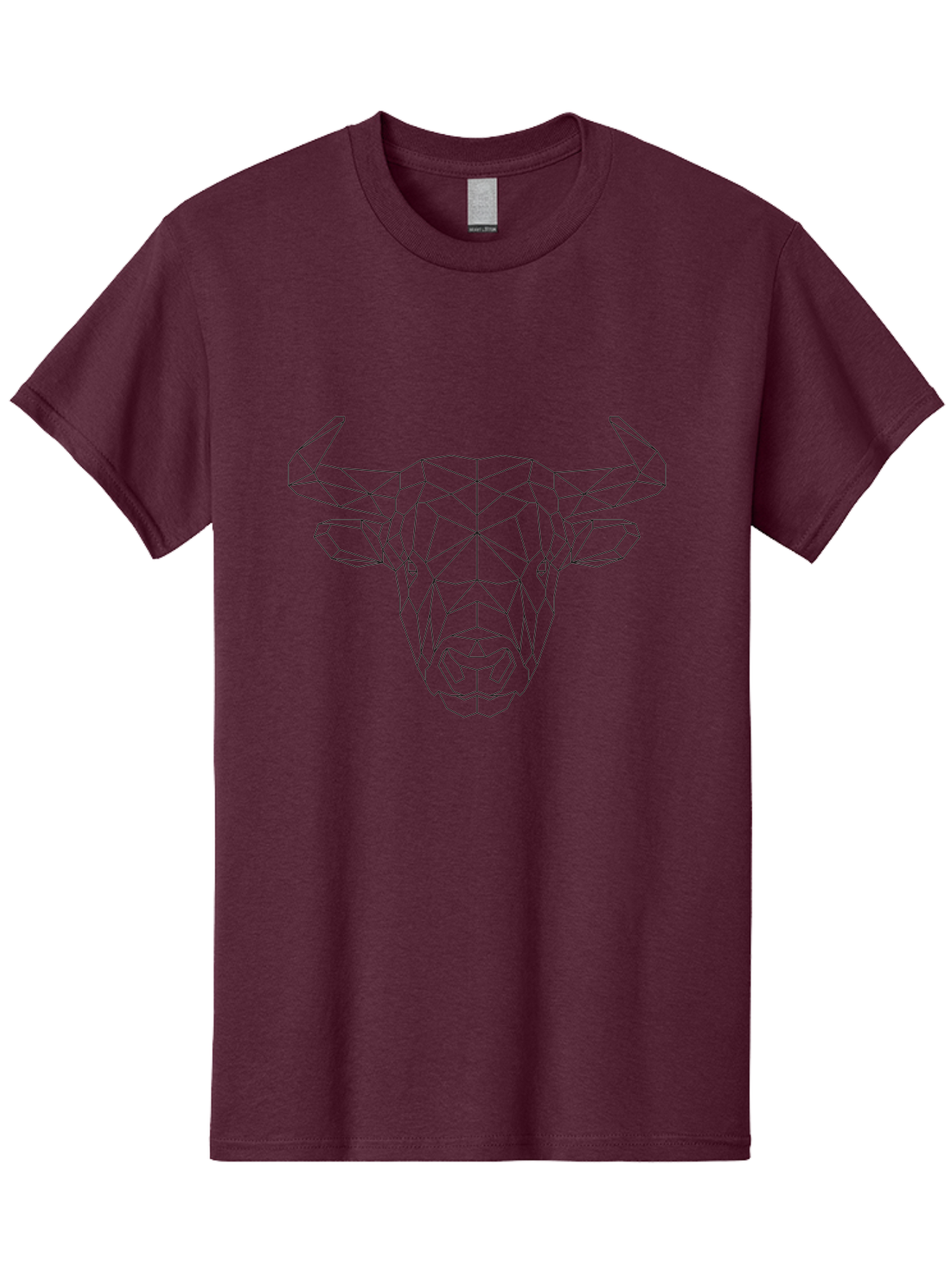 Bull-Head-1 Men'S Graphic Tee, 100% Cotton, Comfortable Casual Summer Wear, Machine Washable, Geometric Bull Head, Wireframe Art, Low Poly Design, Abstract Animal, Modern Minimalist, Futuristic Style, Bull Silhouette, Angular Shapes, - Aaa671
