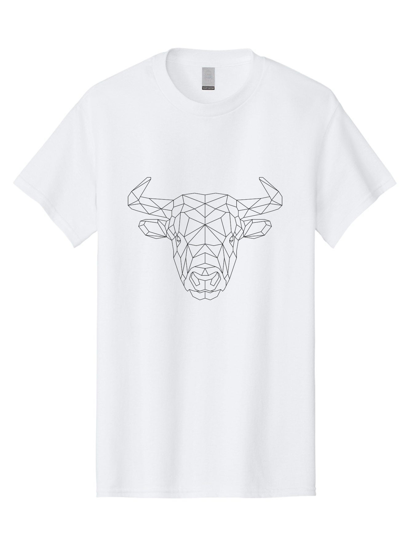 Bull-Head-1 Men'S Graphic Tee, 100% Cotton, Comfortable Casual Summer Wear, Machine Washable, Geometric Bull Head, Wireframe Art, Low Poly Design, Abstract Animal, Modern Minimalist, Futuristic Style, Bull Silhouette, Angular Shapes, - Aaa671