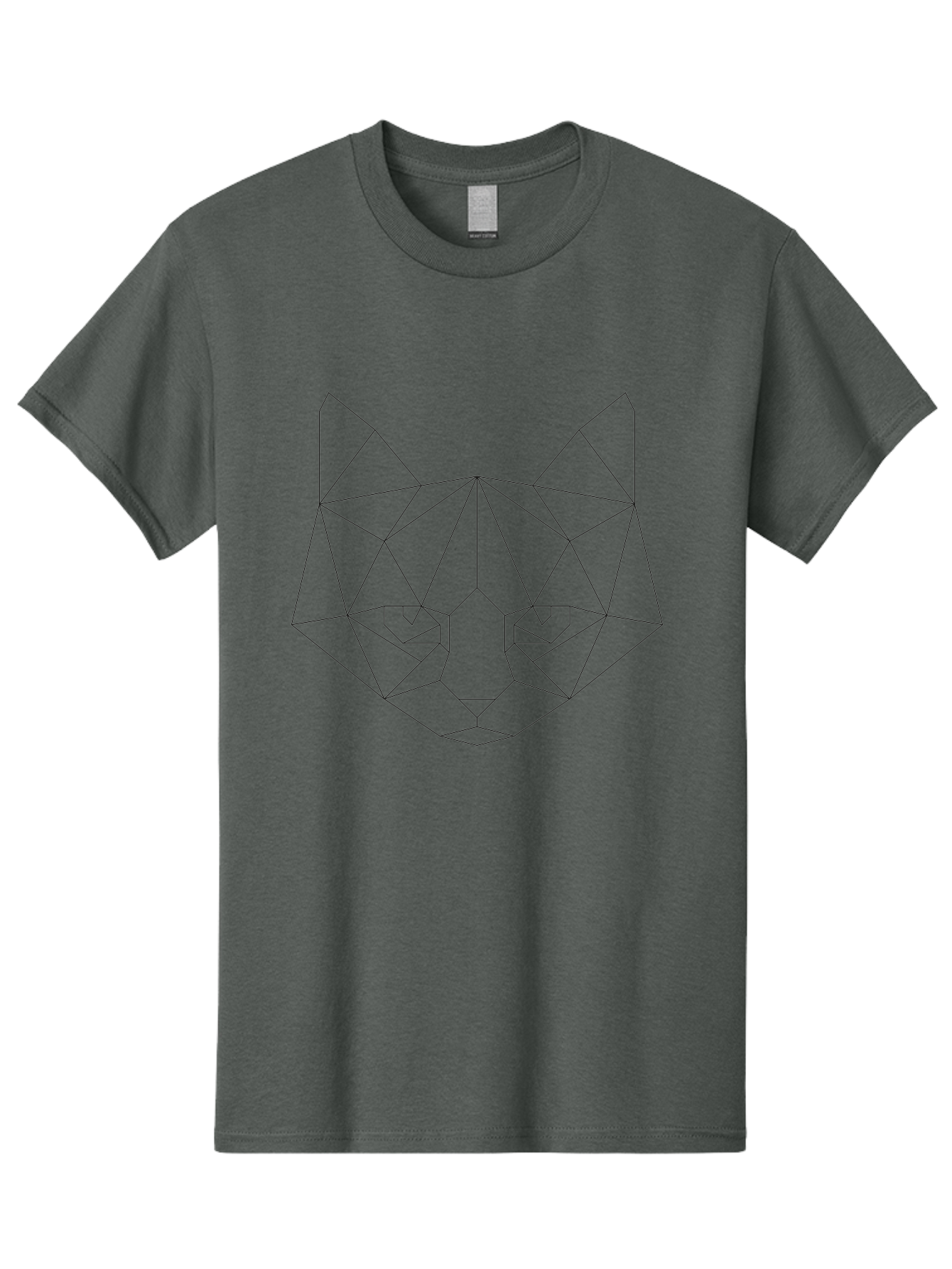 Cat-Face Men'S Graphic Tee, 100% Cotton, Comfortable Casual Summer Wear, Machine Washable, Geometric Cat Face, Low Poly Art, Minimalist Design, Cat Eyes, Feline Features, Abstract Illustration, Modern Graphics, Digital Art - Aaa676