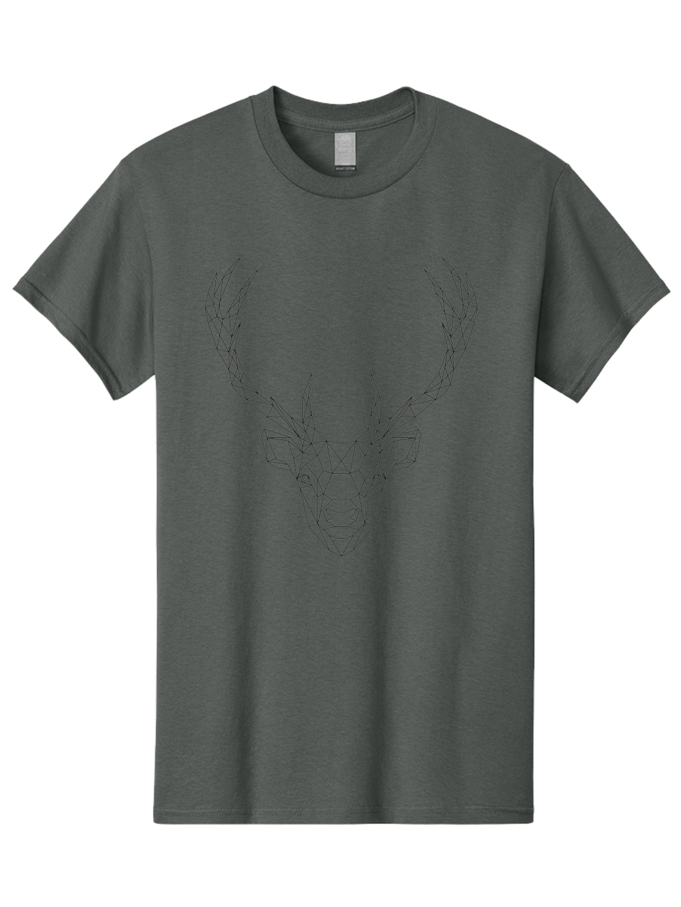 Deer-Head Men'S Graphic Tee, 100% Cotton, Comfortable Casual Summer Wear, Machine Washable, Geometric Deer Head, Wireframe Art, Low Poly Design, Minimalist Style, Abstract Animal, Modern Illustration, Deer Silhouette, Polygonal Art, - Aaa677